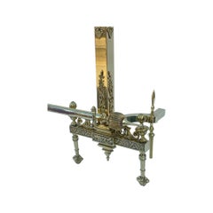 19th Century English Brass Fireplace Set