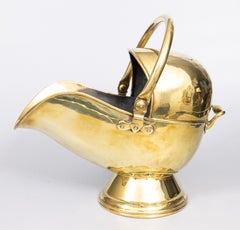 19th Century English Brass Helmet Fireside Coal Scuttle
