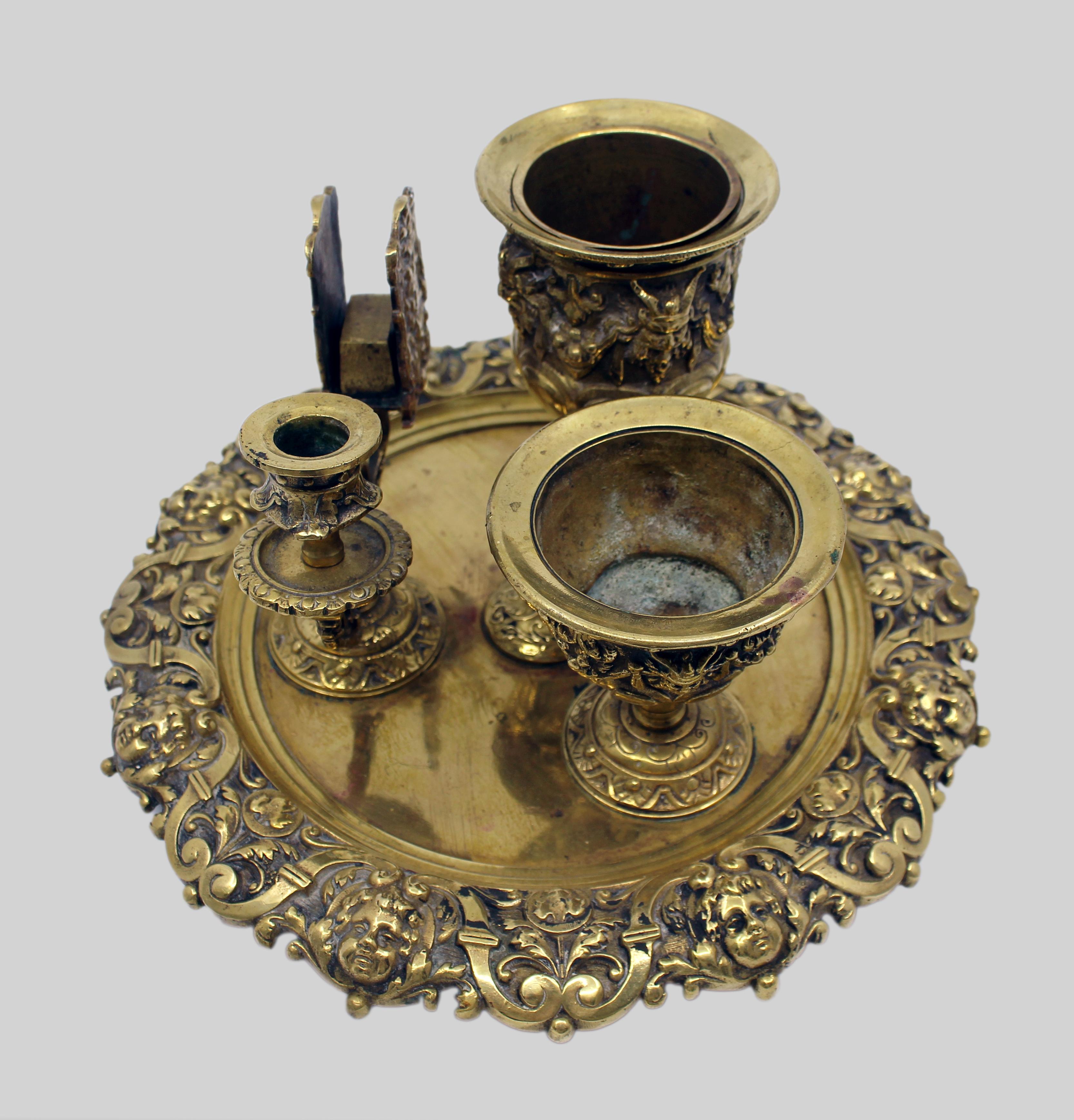 19th Century English Brass Inkwell & Writing Desk Set, c.1880 For Sale 2