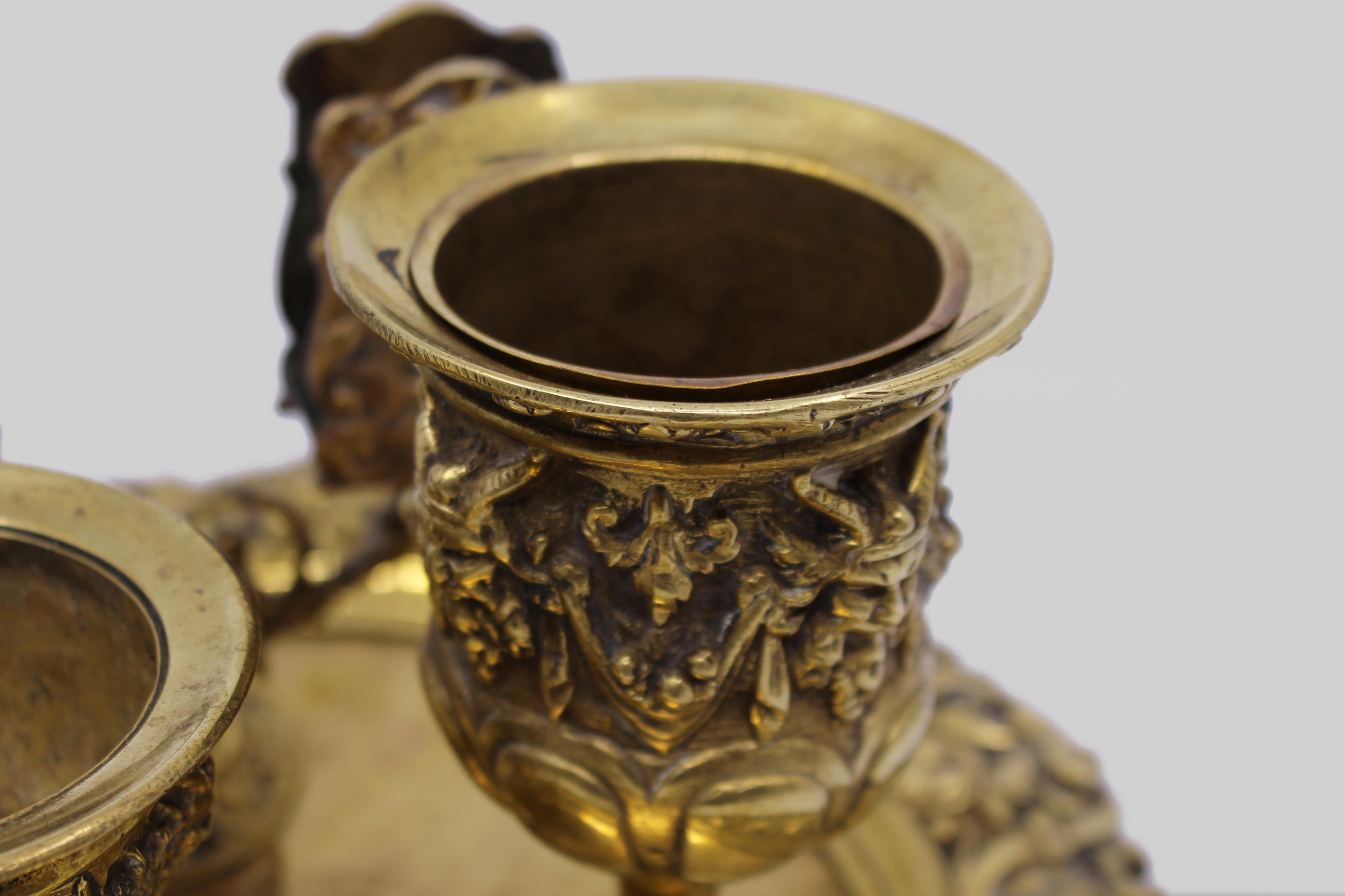 19th Century English Brass Inkwell & Writing Desk Set, c.1880 For Sale 4