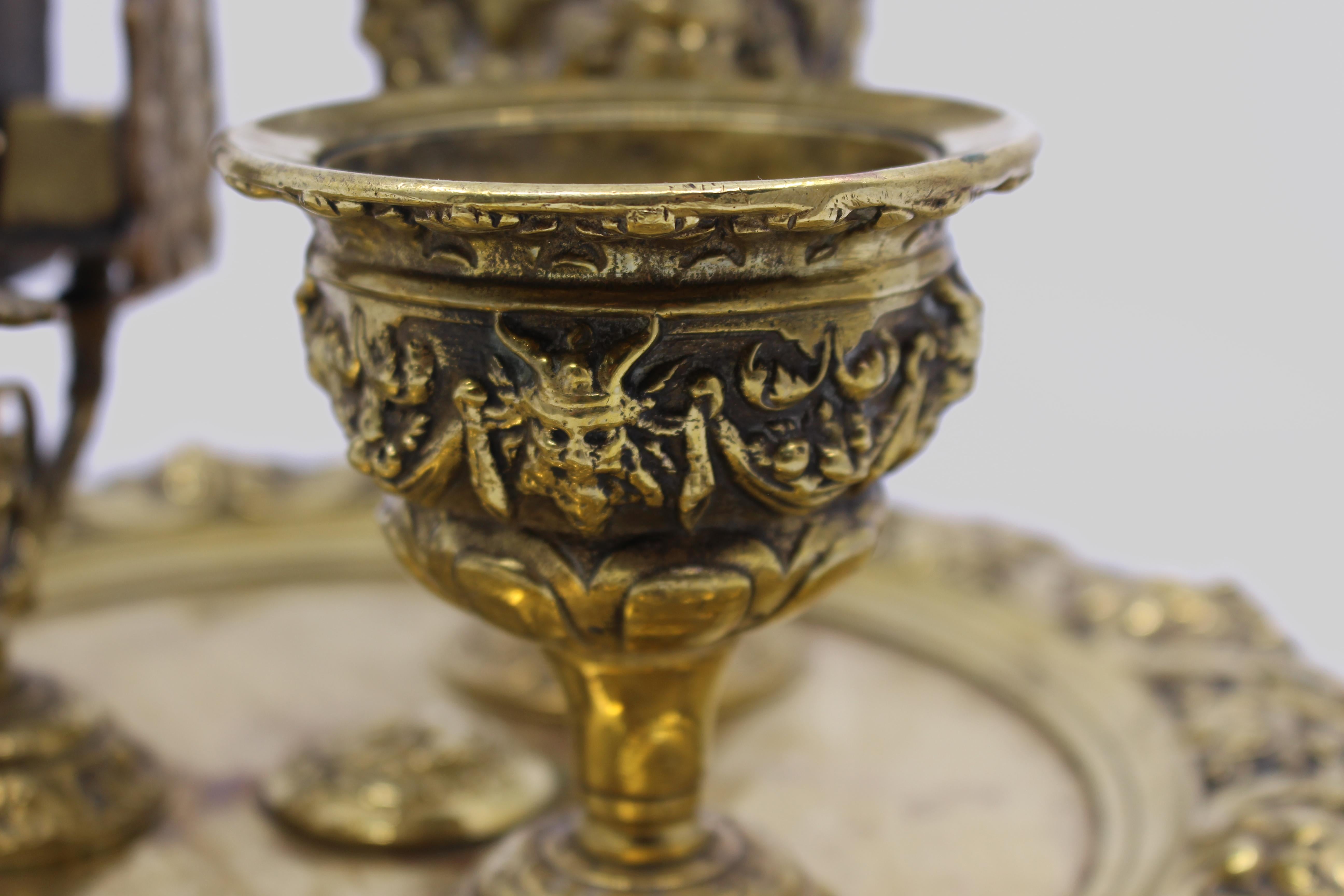 19th Century English Brass Inkwell & Writing Desk Set, c.1880 For Sale 5