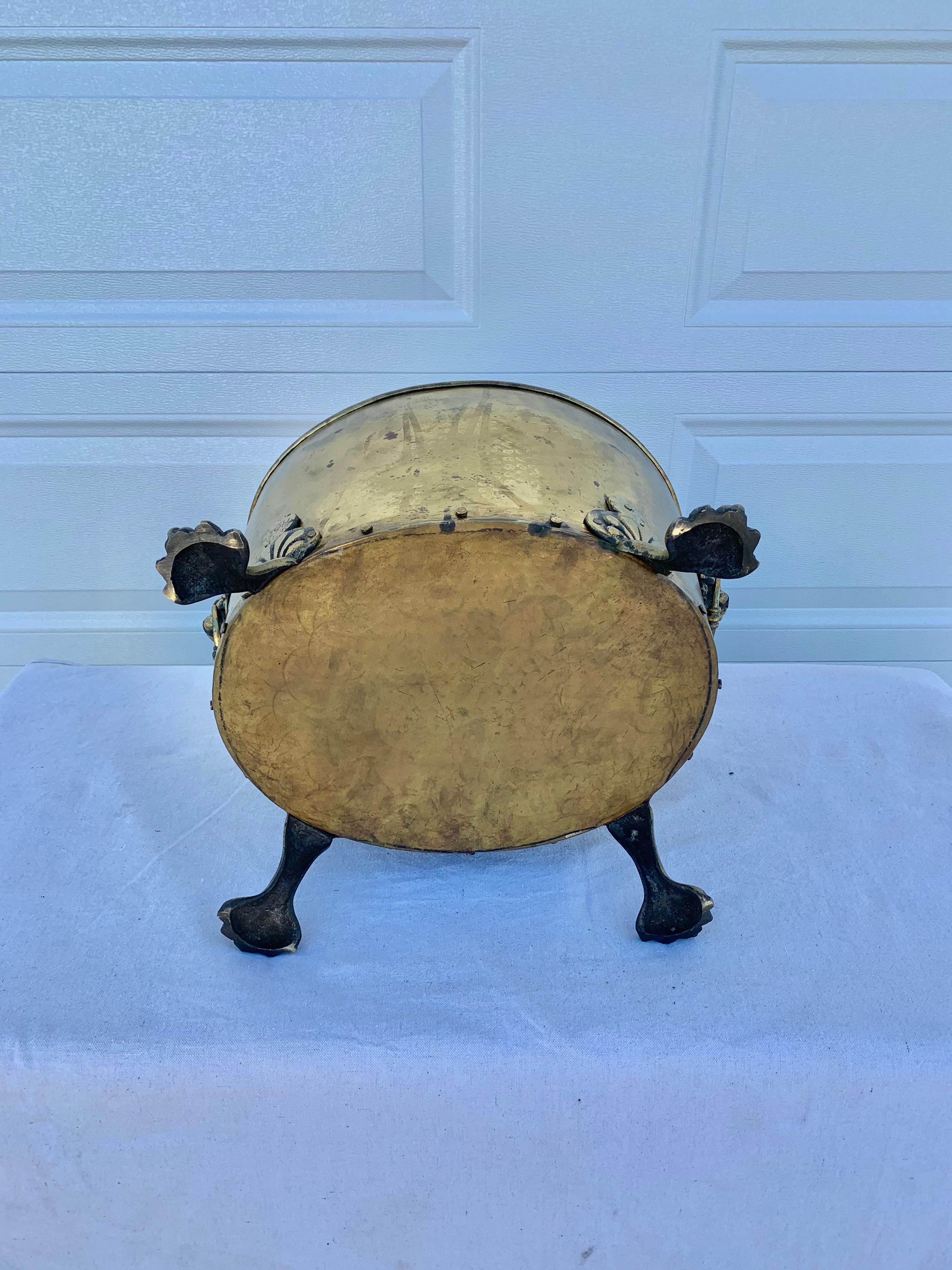 19th Century English Brass Oval Cachepot Planter 10