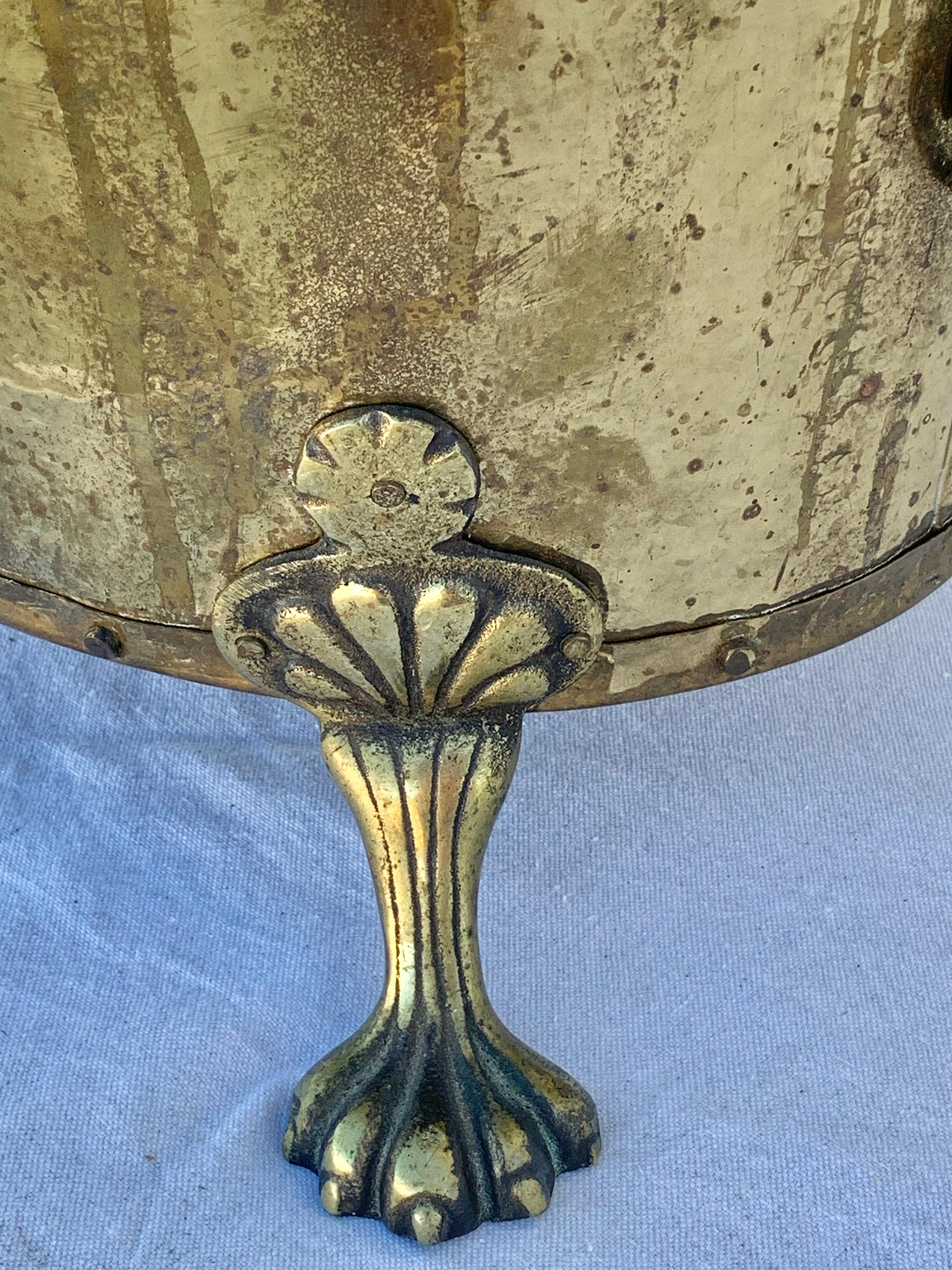 19th Century English Brass Oval Cachepot Planter 3