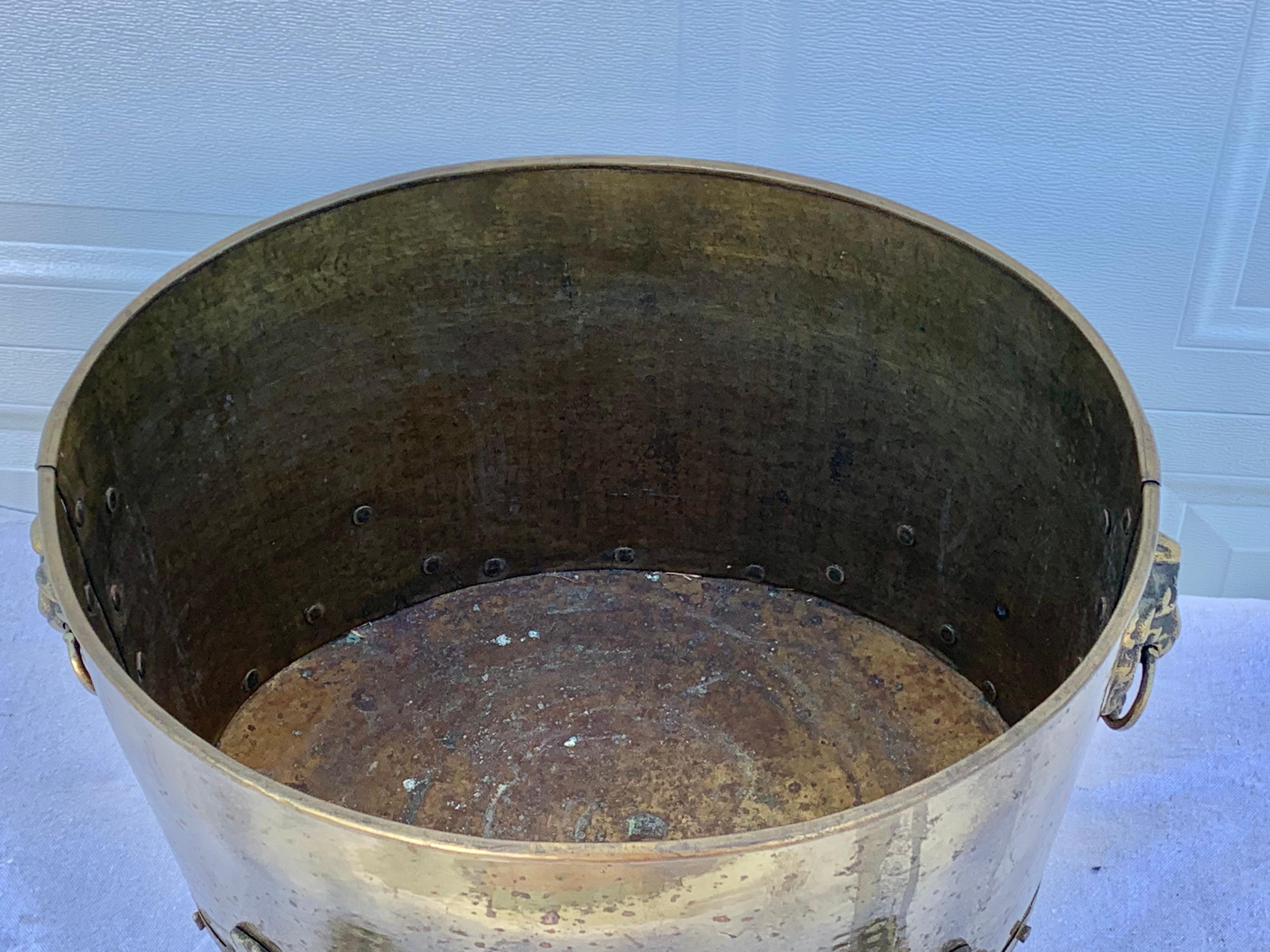 19th Century English Brass Oval Cachepot Planter 5