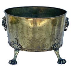 Antique 19th Century English Brass Oval Cachepot Planter