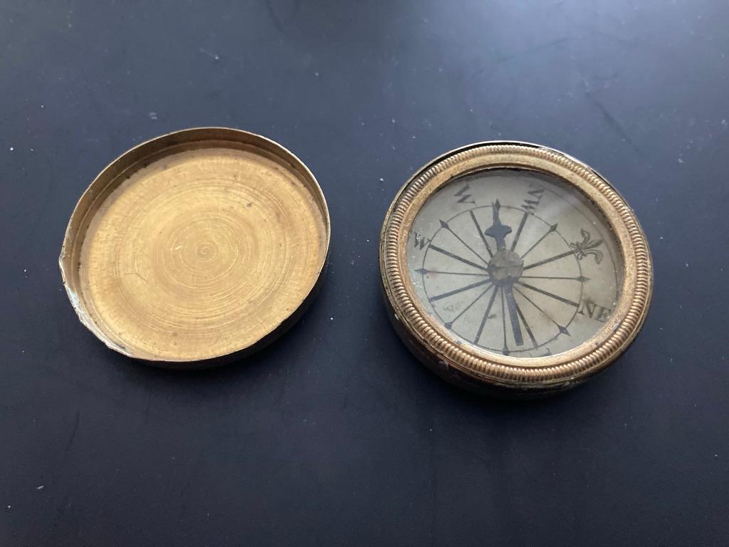 19th Century English Brass Pocket Box Compass 6