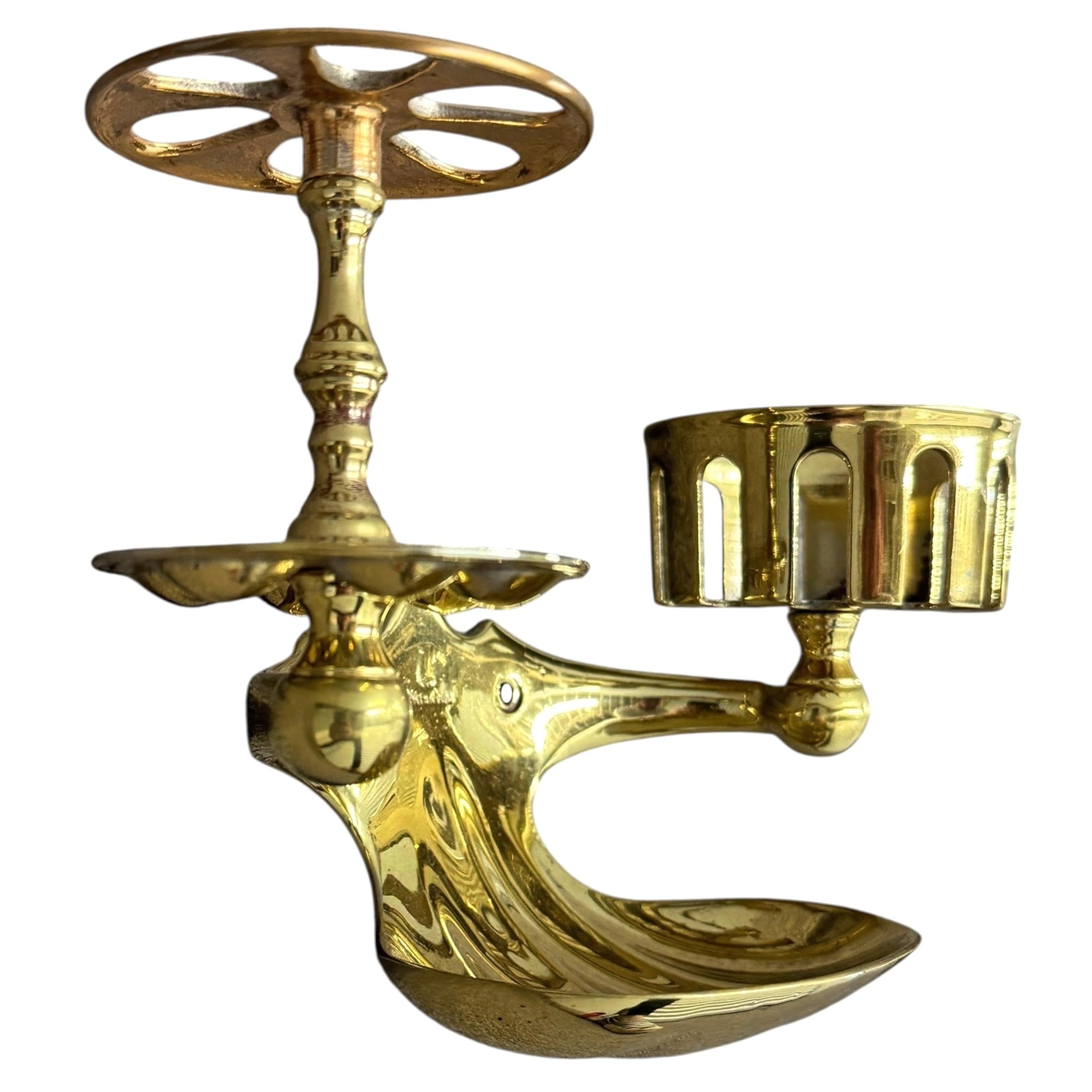 Polished 19th Century English Brass Wall-Mounted Soap Dish For Sale