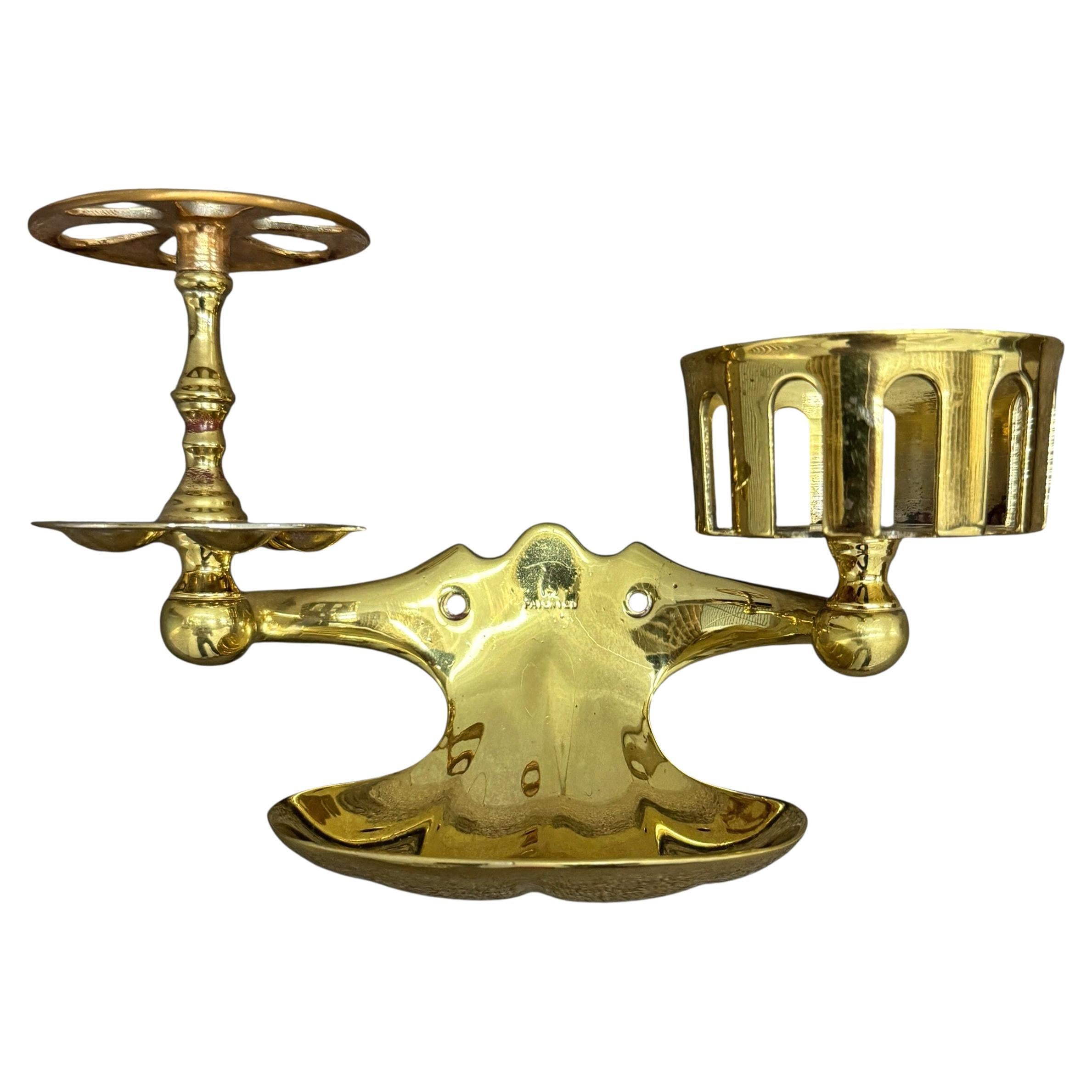 19th Century English Brass Wall-Mounted Soap Dish For Sale