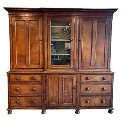 19th Century English Breakfront Housekeepers Cupboard