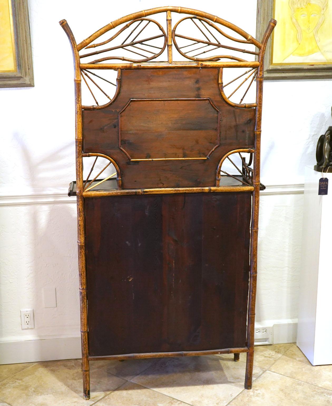 19th Century English Brighton Pavilion Style Bamboo and Lacquered Cabinet For Sale 11