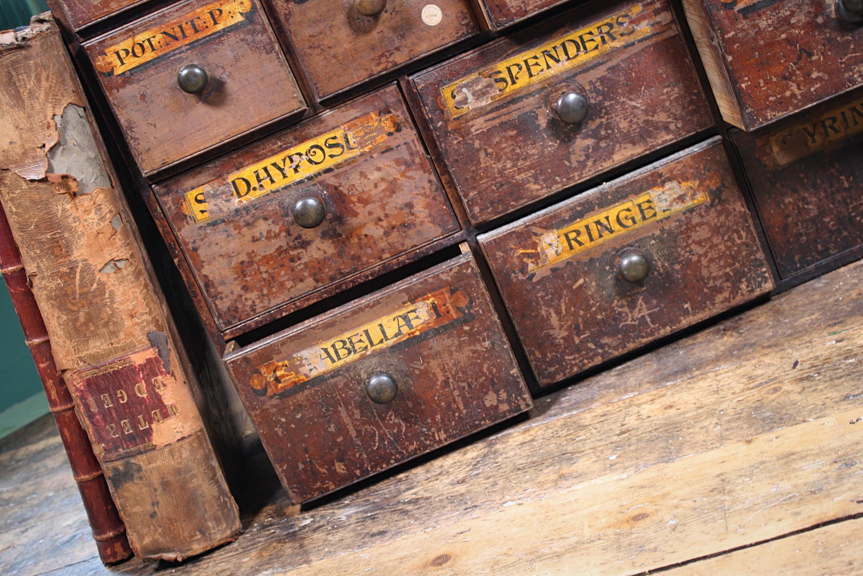 19th Century English Brixton London Chemist Apothecary Pharmacy Bank of Drawers 3