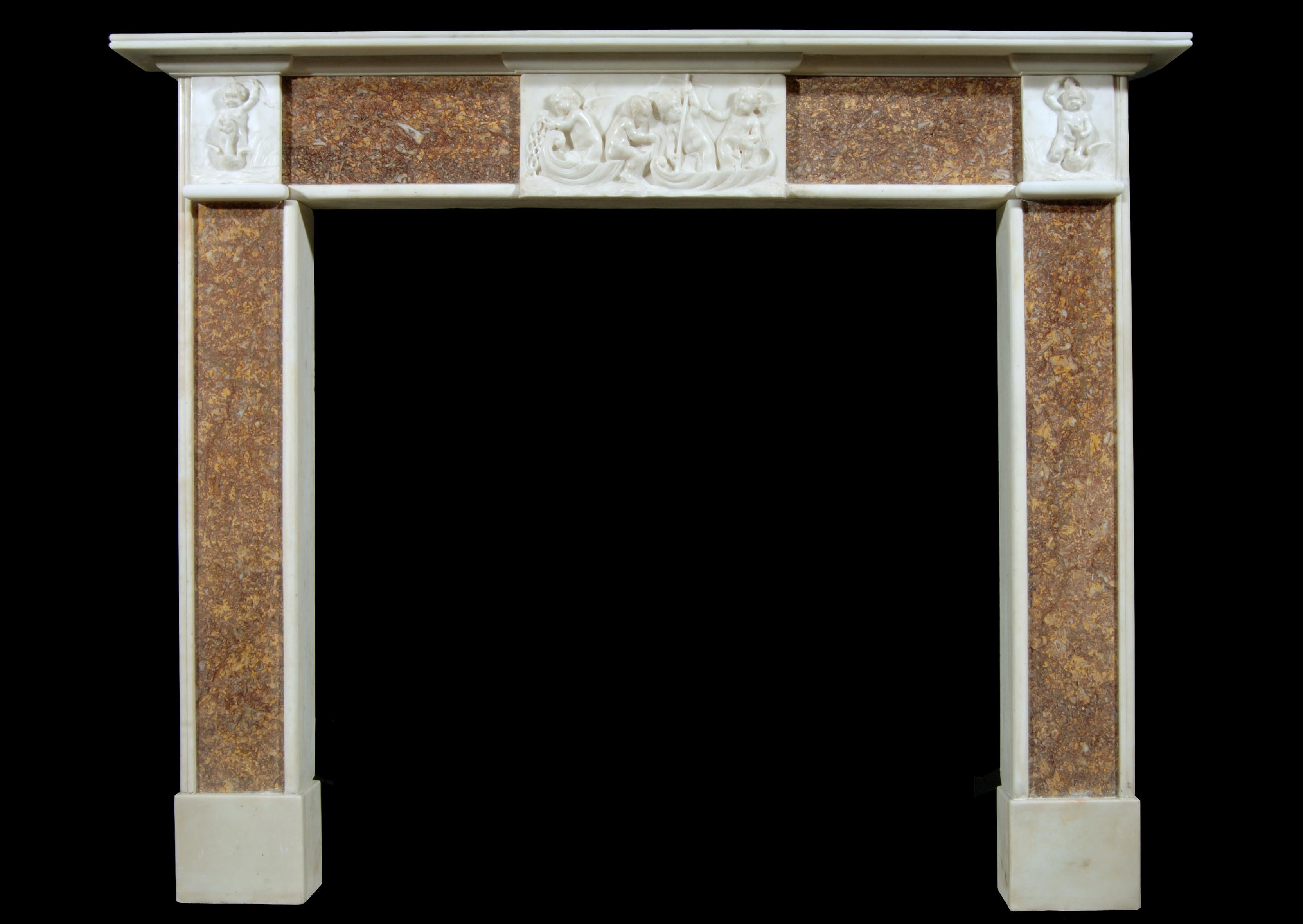 19th Century English Brocatelle and Statuary Marble Chimneypiece In Good Condition For Sale In London, GB