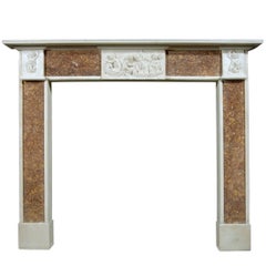 19th Century English Brocatelle and Statuary Marble Chimneypiece