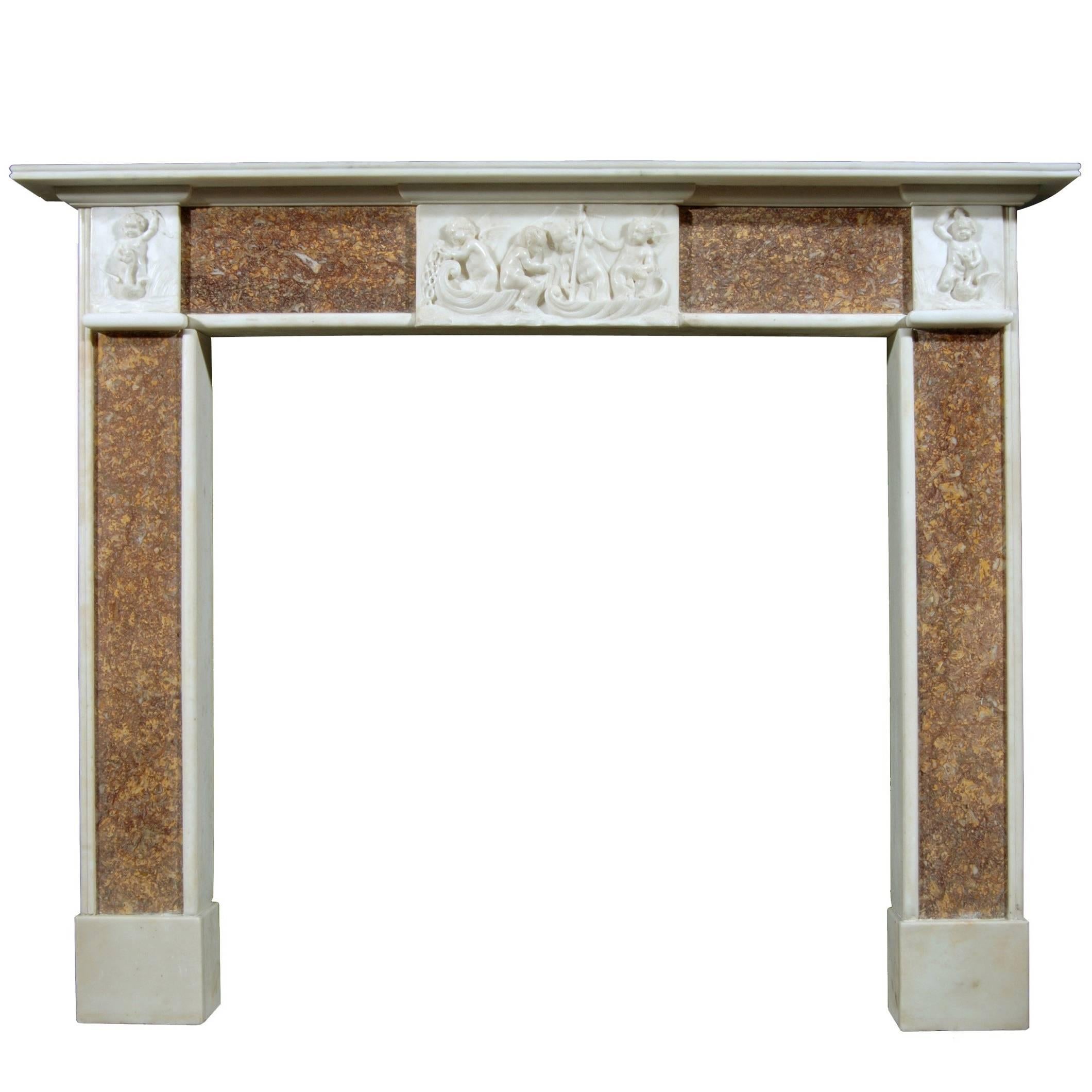 19th Century English Brocatelle and Statuary Marble Chimneypiece For Sale