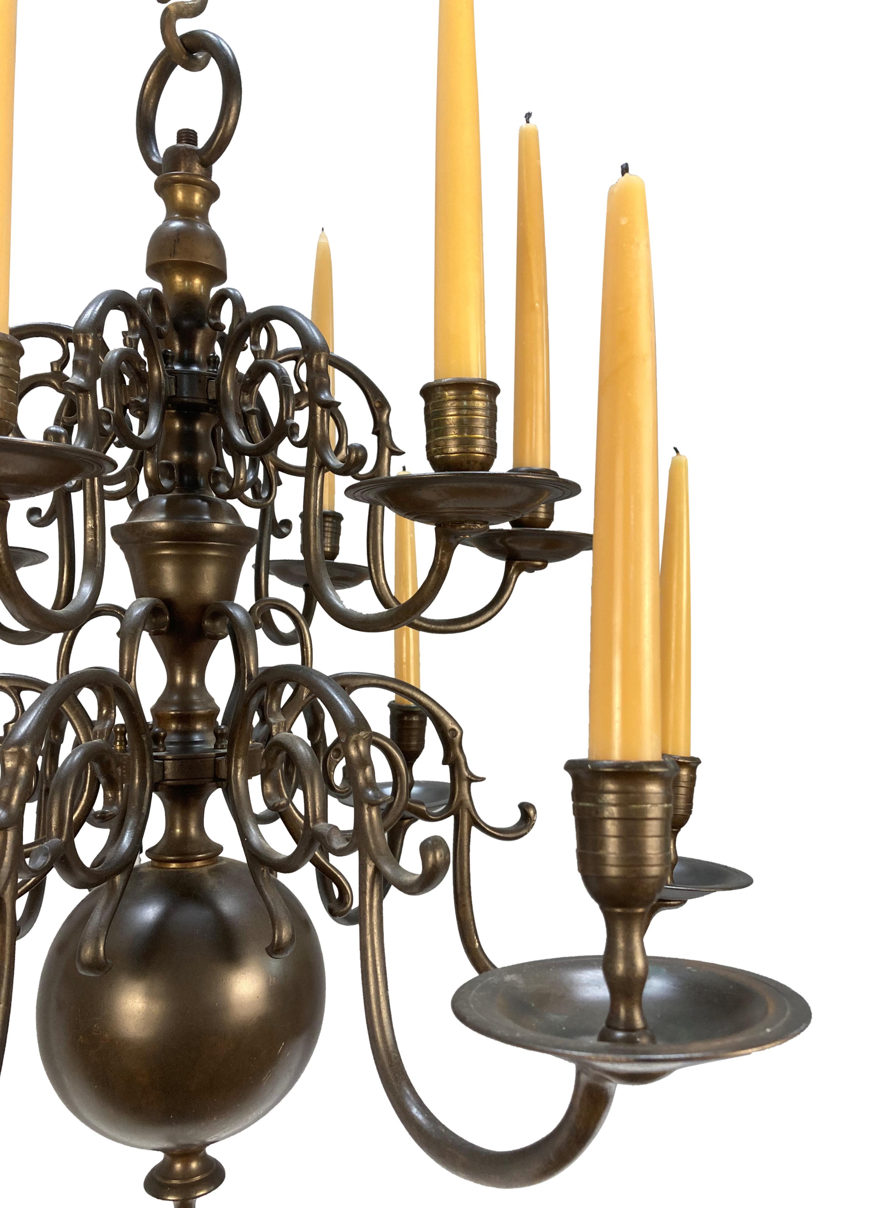 19th Century English Bronze Chandelier In The Dutch Taste In Good Condition For Sale In Kent, Dover