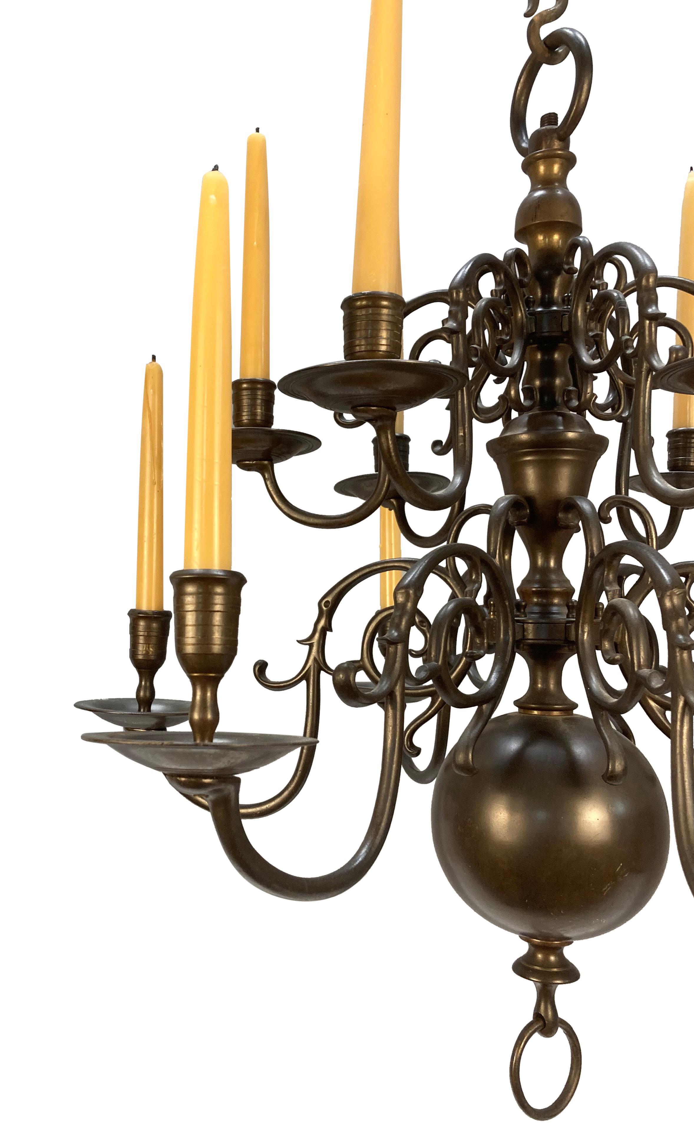 Mid-19th Century 19th Century English Bronze Chandelier In The Dutch Taste For Sale