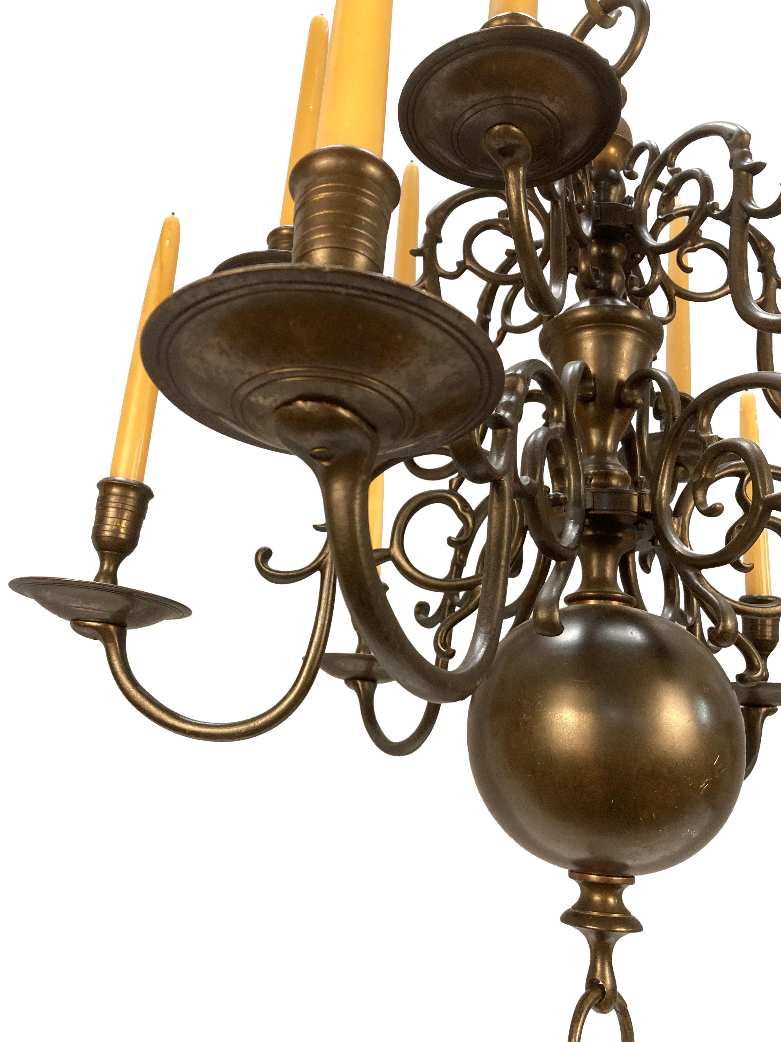 19th Century English Bronze Chandelier In The Dutch Taste For Sale 1