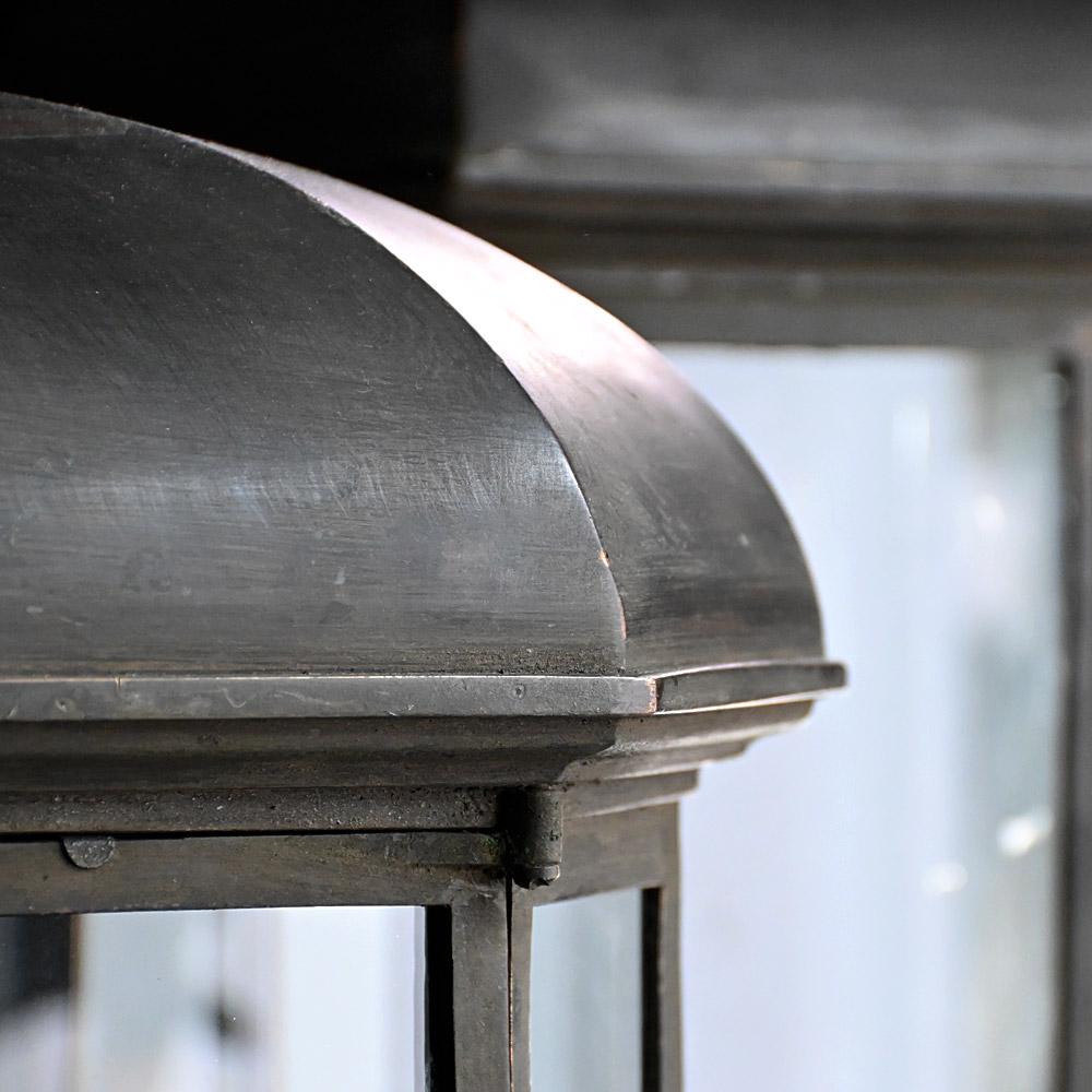 Hand-Carved 19th Century English Bronze & Copper Oversized Matched Pair of Lanterns