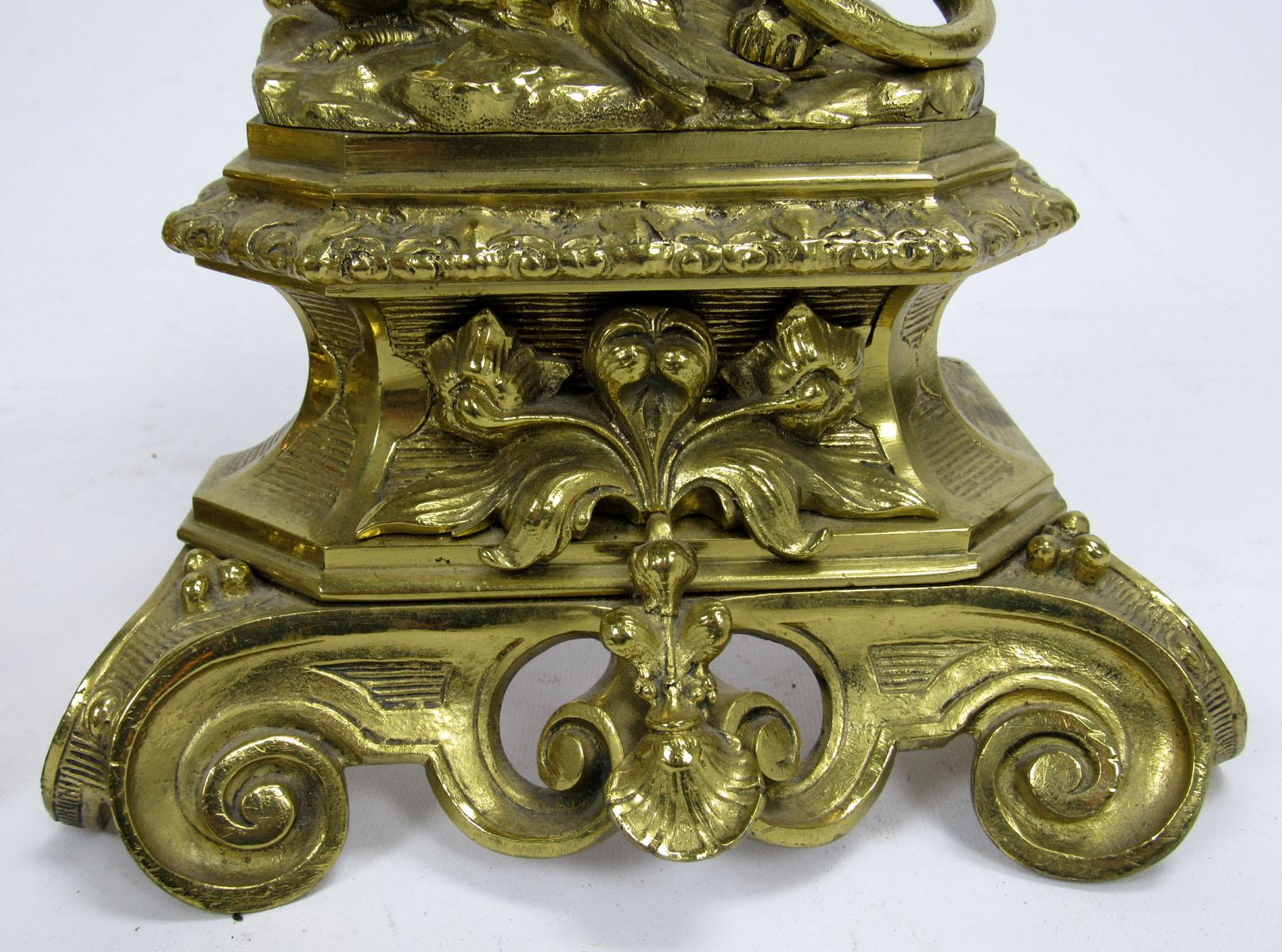19th Century English Bronze Doré Andirons For Sale 7