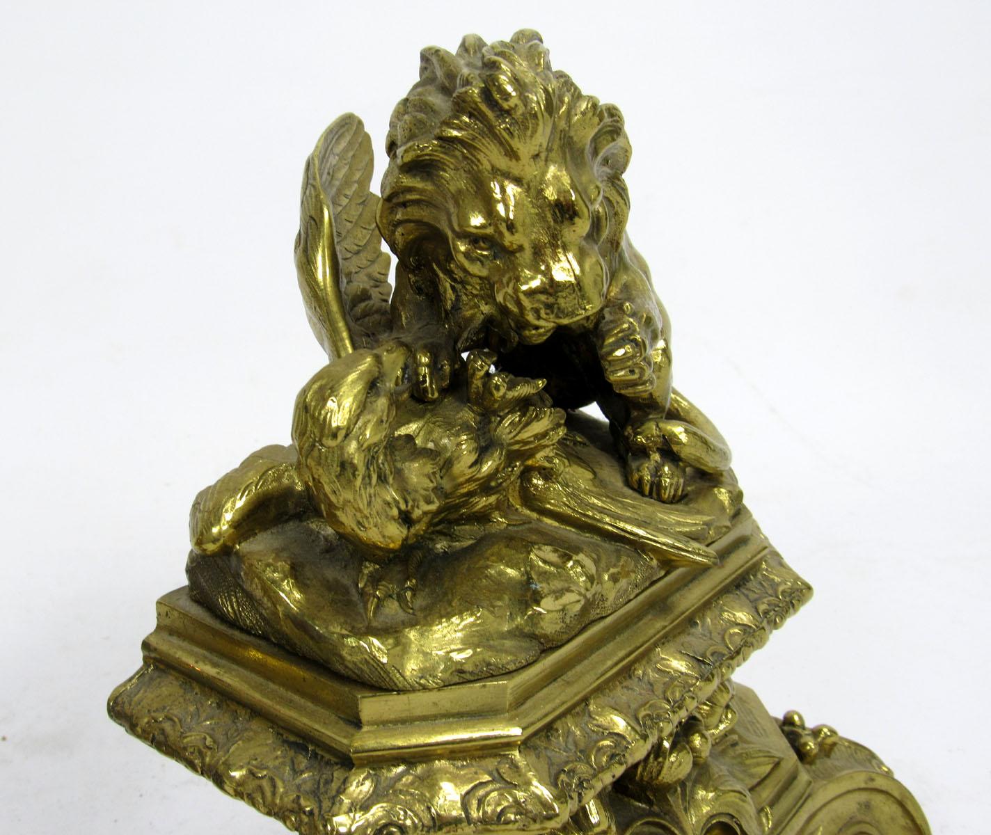 19th Century English Bronze Doré Andirons For Sale 8
