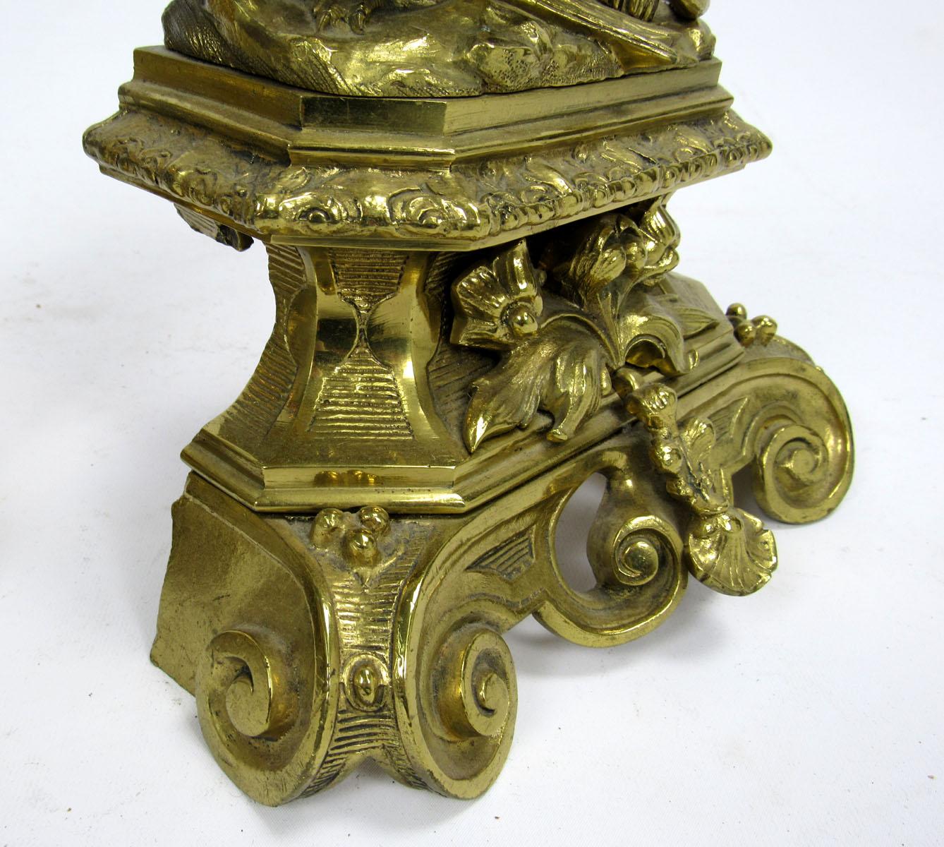 19th Century English Bronze Doré Andirons For Sale 9