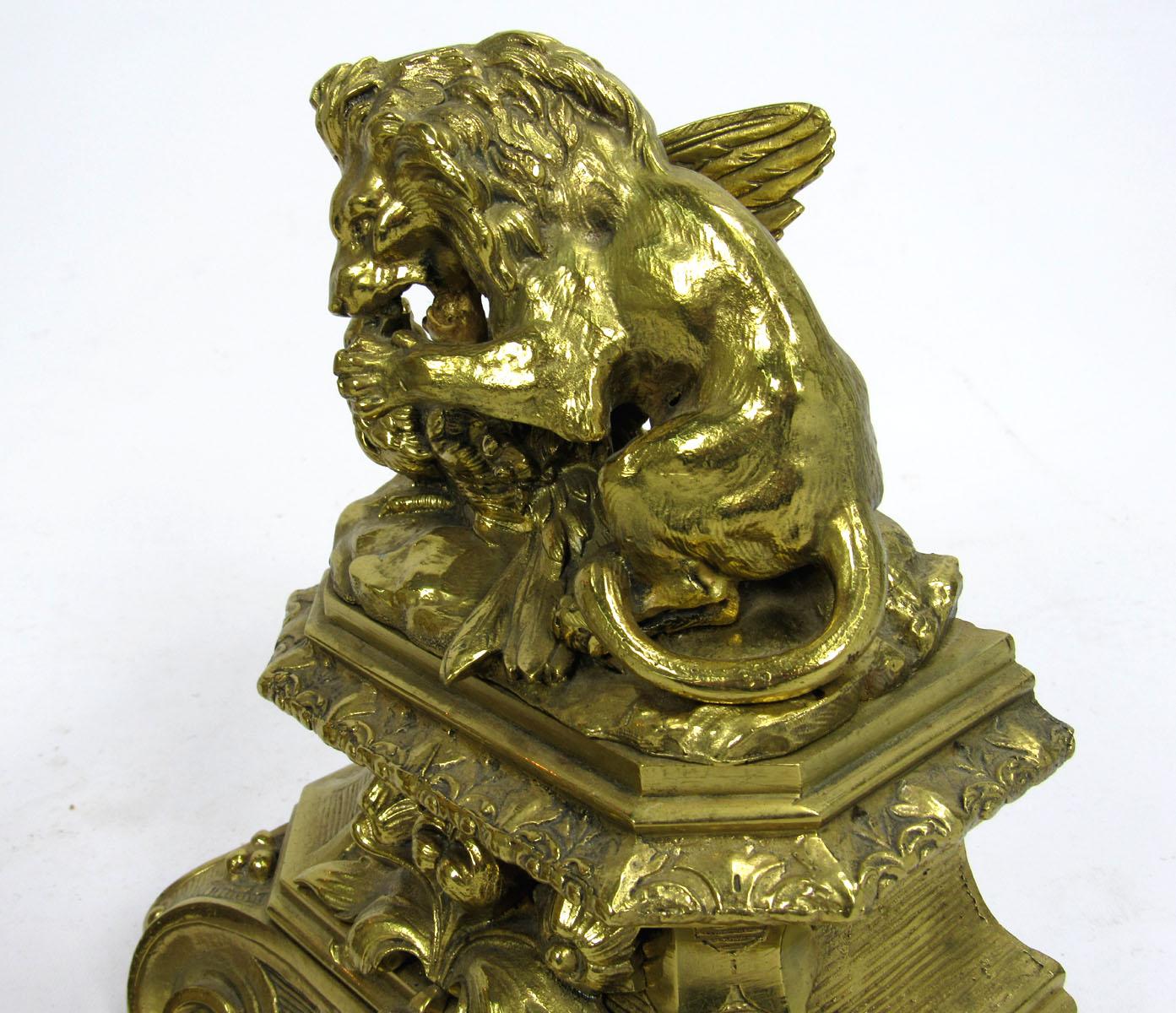 19th Century English Bronze Doré Andirons For Sale 10