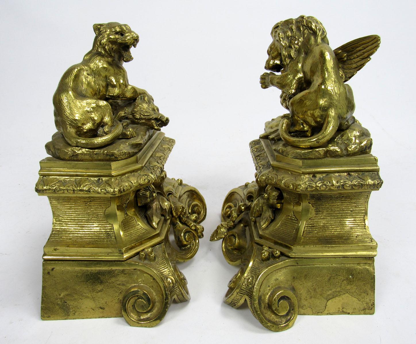 19th Century English Bronze Doré Andirons For Sale 12