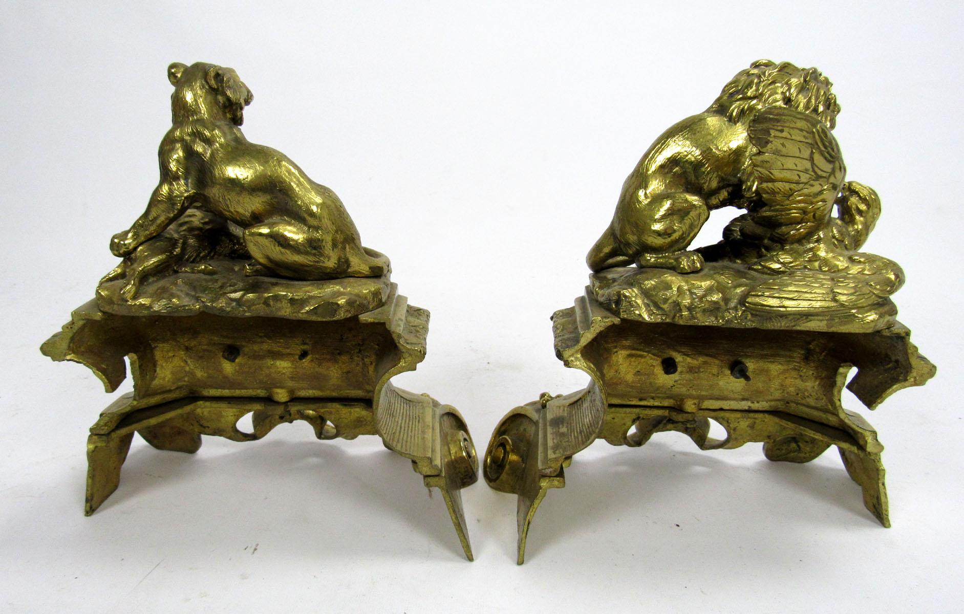 19th Century English Bronze Doré Andirons For Sale 13