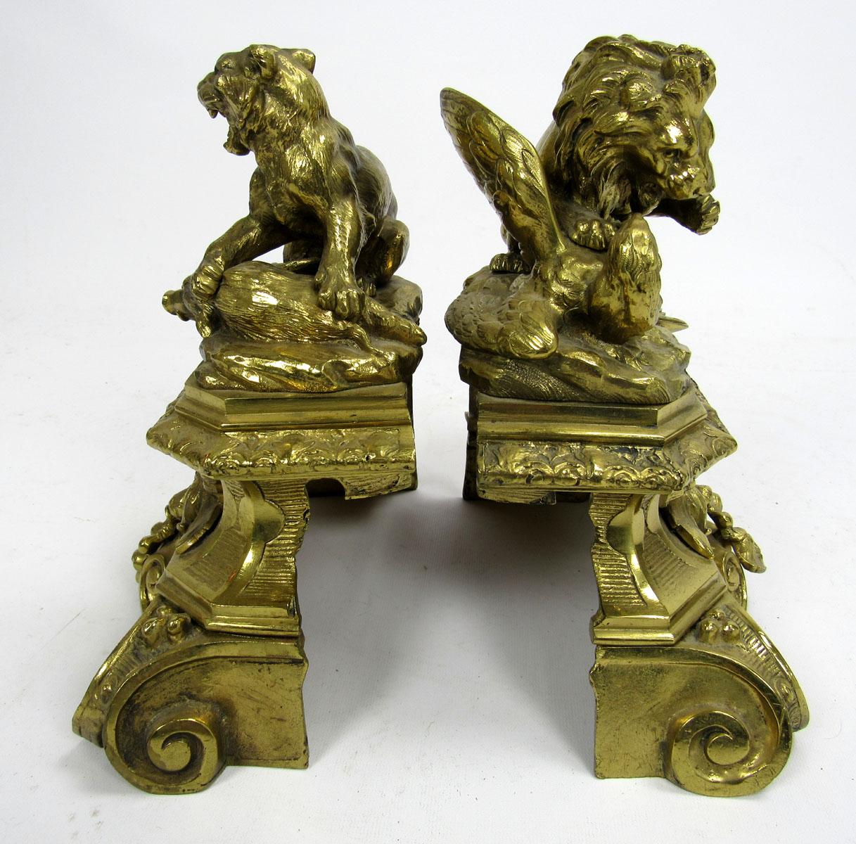 19th Century English Bronze Doré Andirons For Sale 16