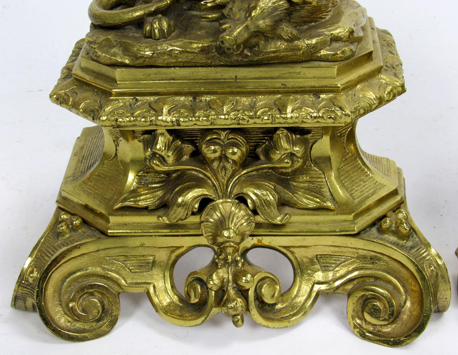 19th Century English Bronze Doré Andirons For Sale 1