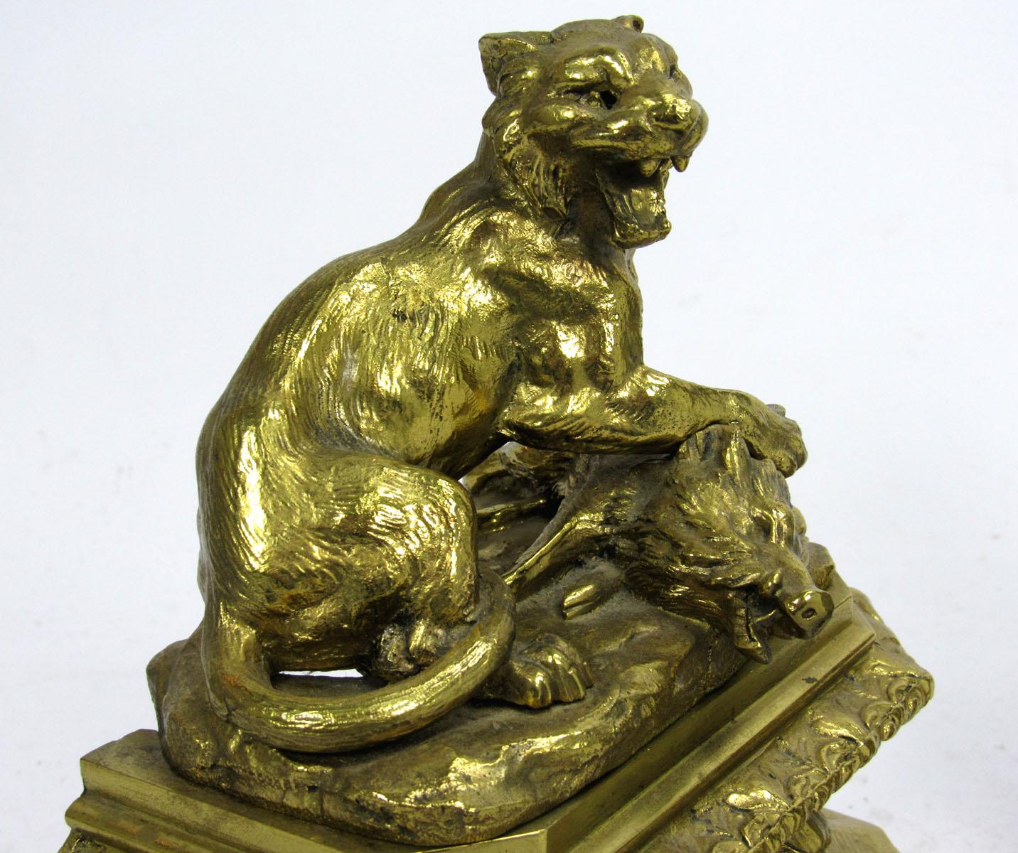 19th Century English Bronze Doré Andirons For Sale 2