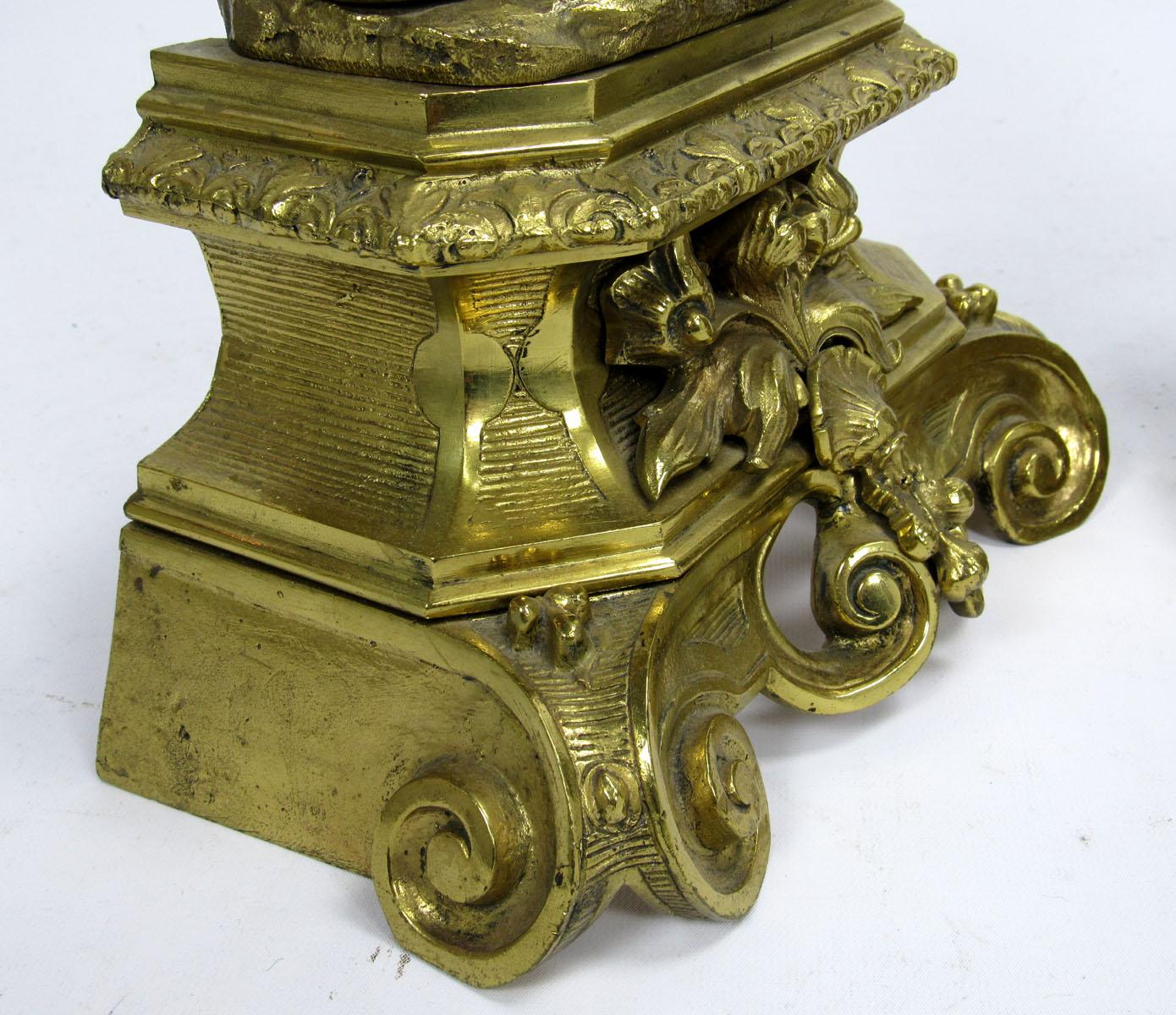 19th Century English Bronze Doré Andirons For Sale 3