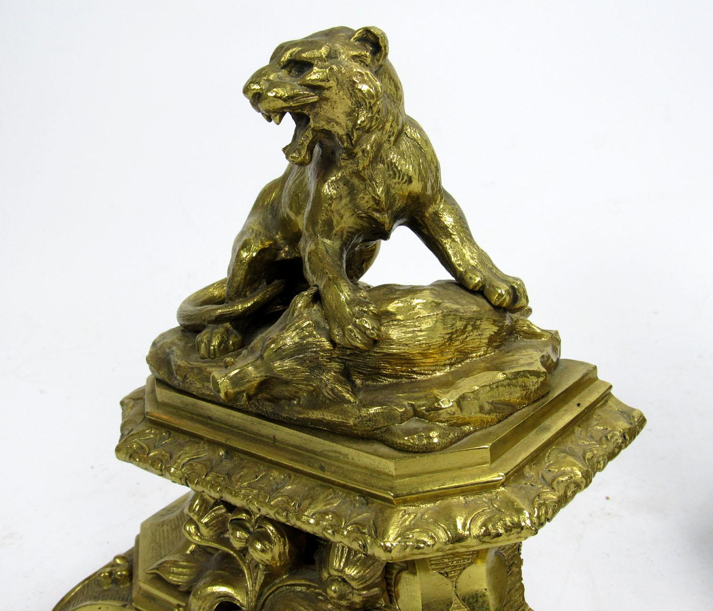 19th Century English Bronze Doré Andirons For Sale 4