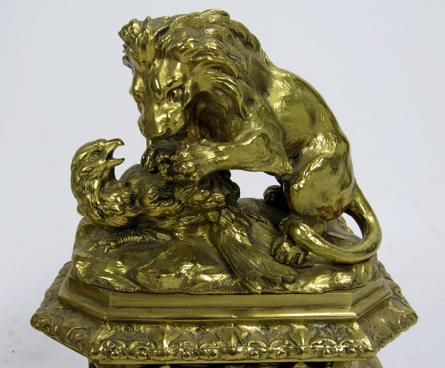 19th Century English Bronze Doré Andirons For Sale 6