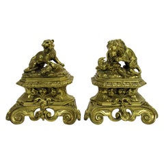 19th Century English Bronze Doré Andirons