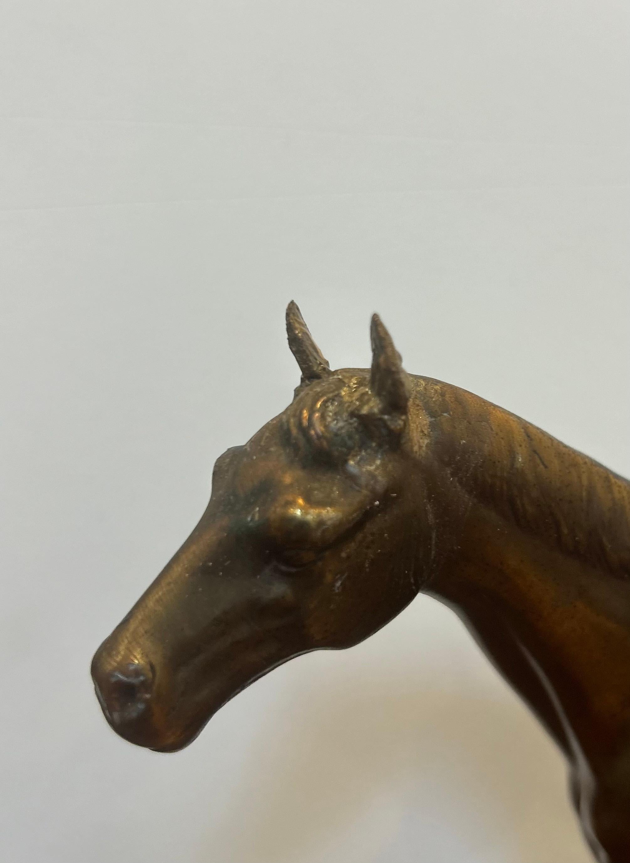 19th Century English Bronze Thoroughbred Horse Sculpture on Wood Base For Sale 7