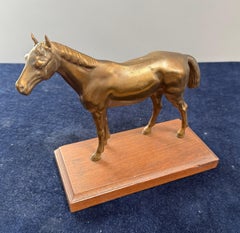 19th Century English Bronze Thoroughbred Horse Sculpture on Wood Base
