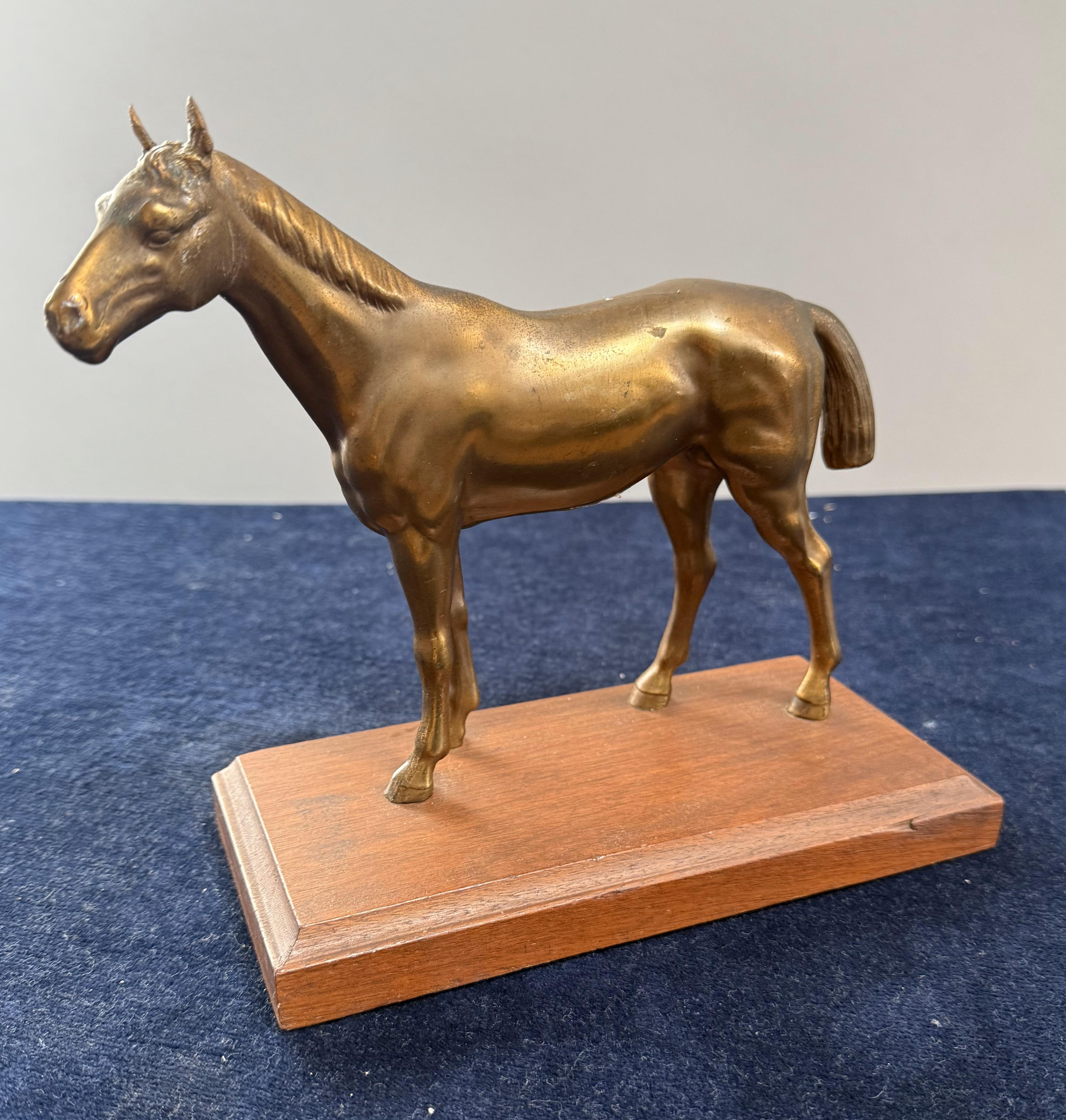 Victorian 19th Century English Bronze Thoroughbred Horse Sculpture on Wood Base For Sale