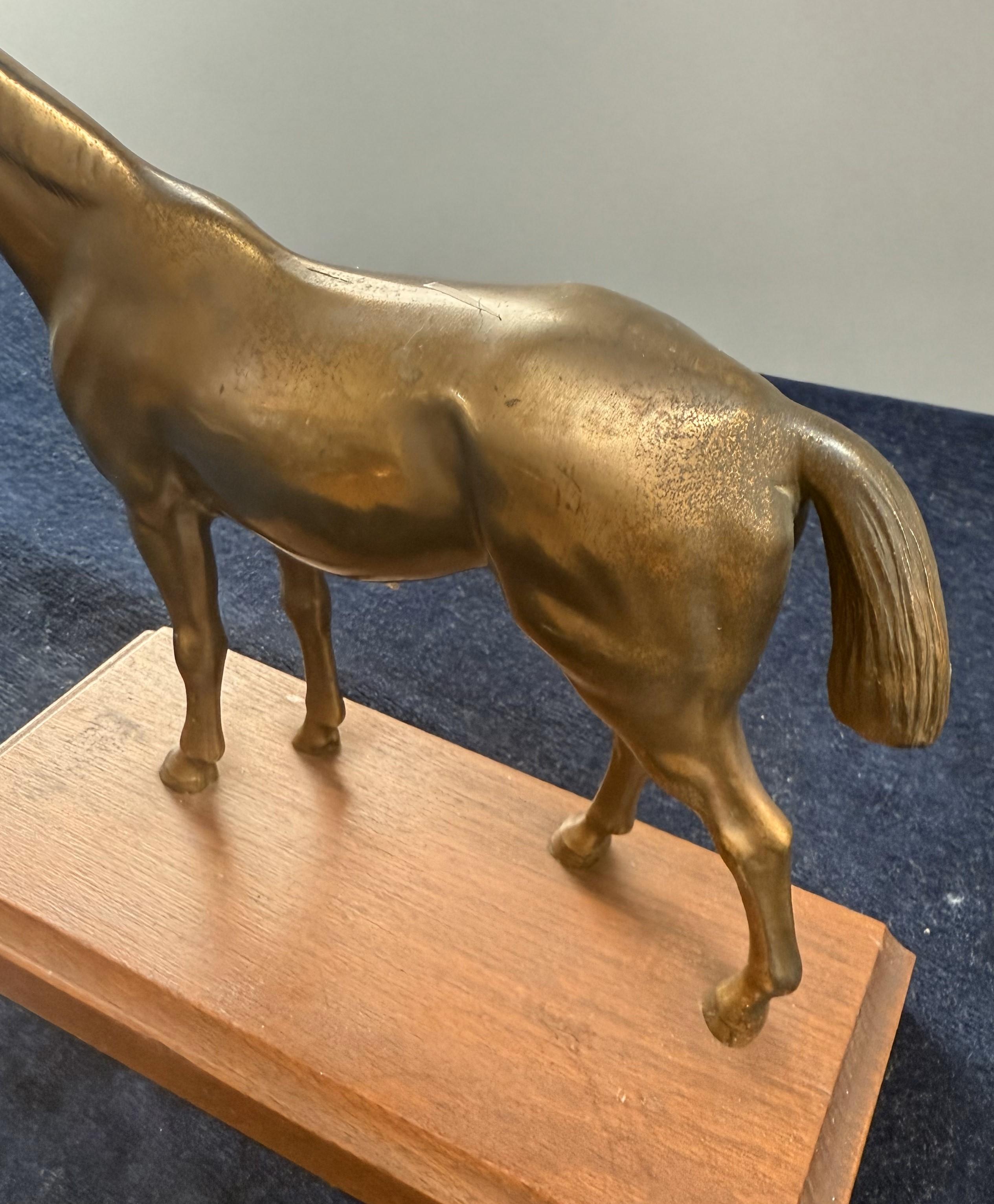 Metal 19th Century English Bronze Thoroughbred Horse Sculpture on Wood Base For Sale