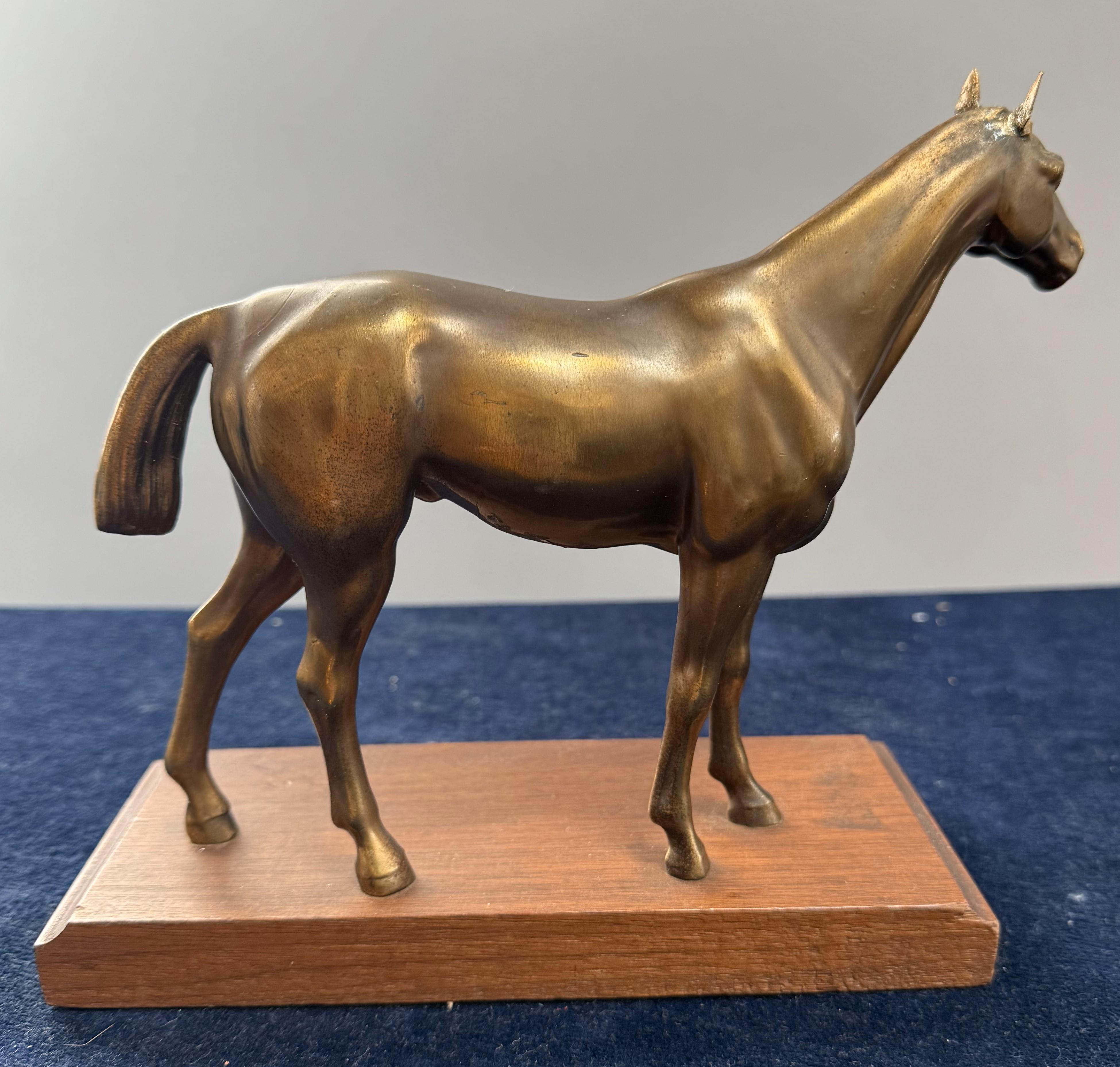19th Century English Bronze Thoroughbred Horse Sculpture on Wood Base For Sale 1