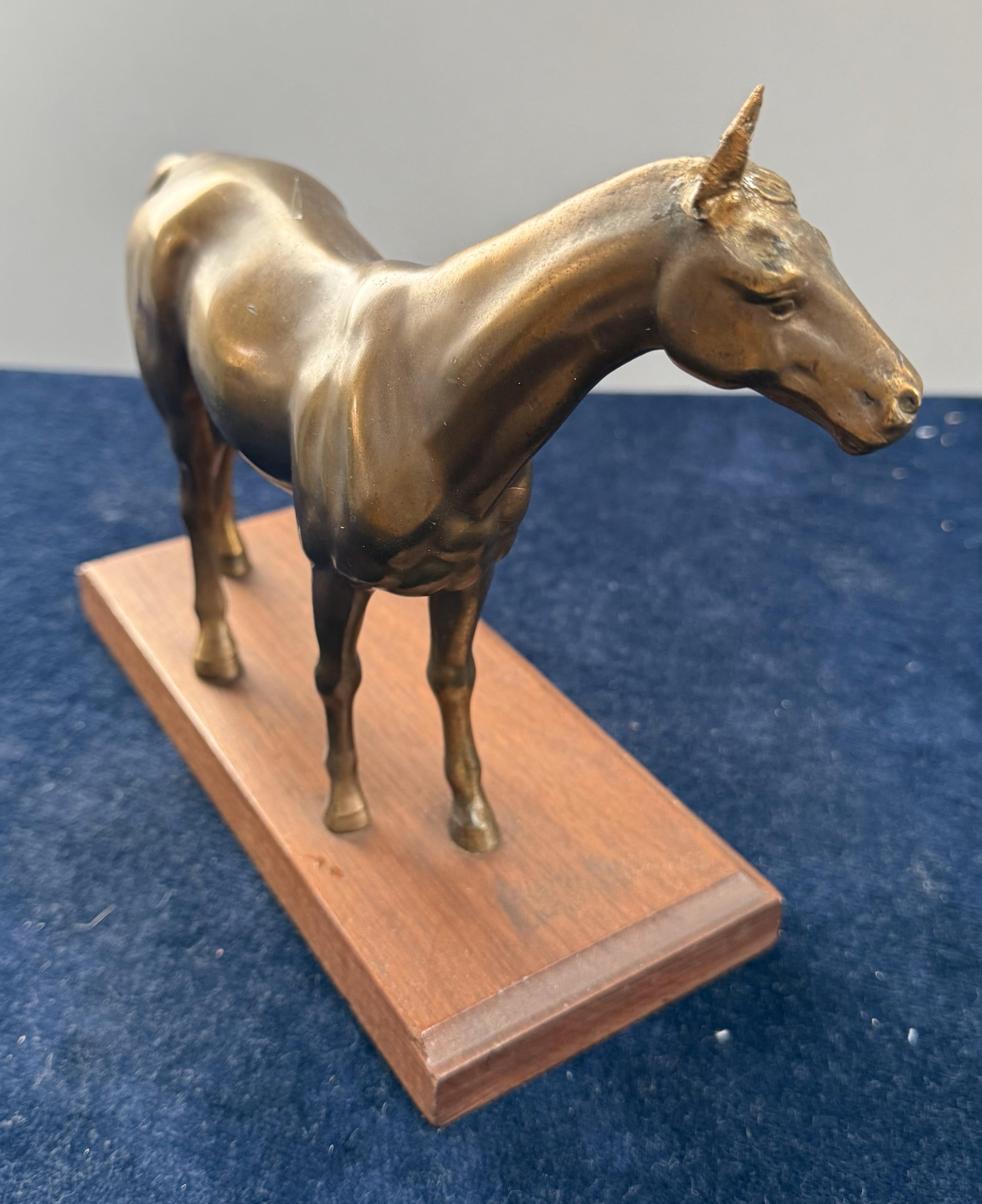 19th Century English Bronze Thoroughbred Horse Sculpture on Wood Base For Sale 2