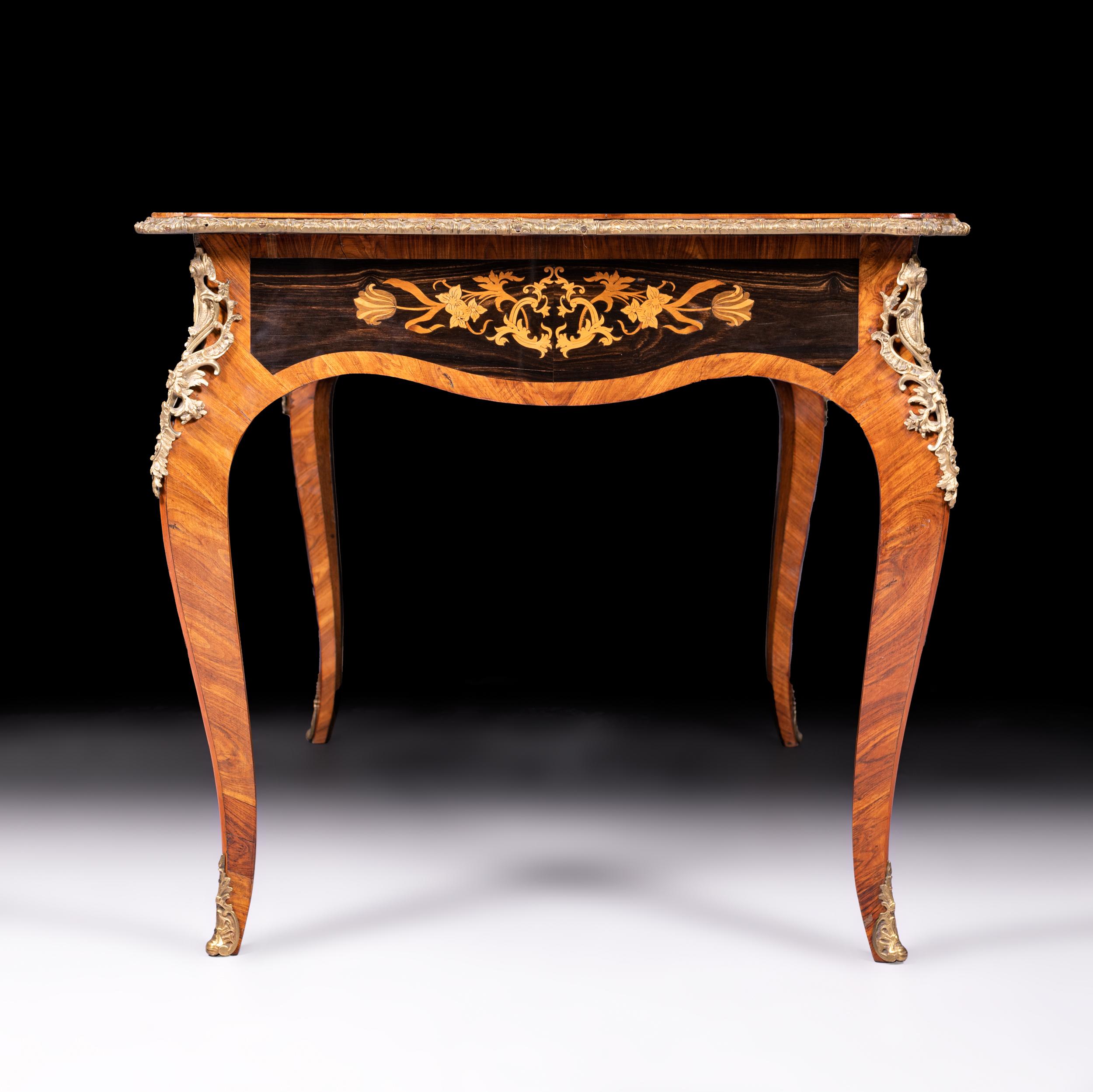 Marquetry 19th Century English Bureau Plat in the Manner of Edward Holmes Baldock For Sale
