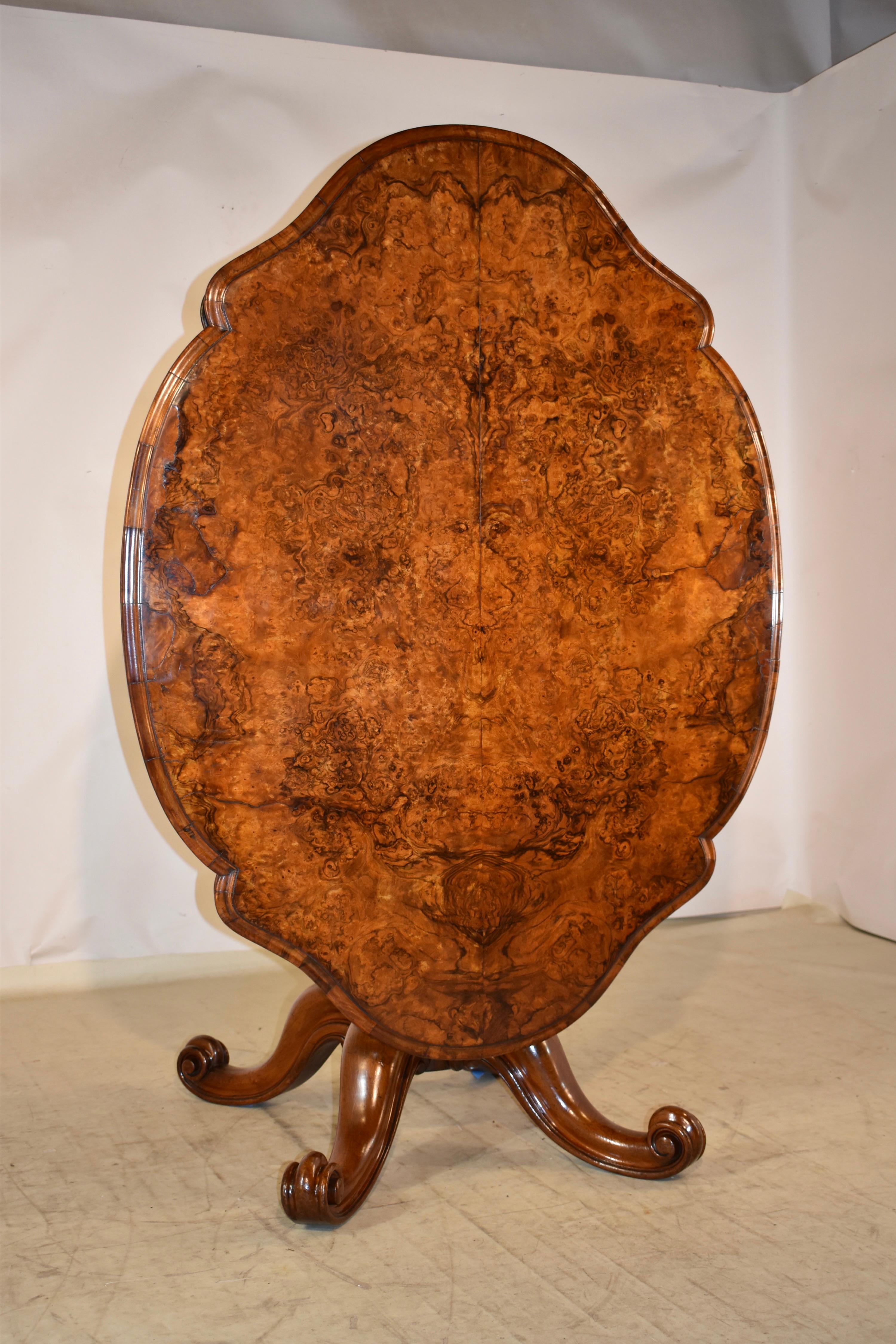 Victorian 19th Century English Burl Breakfast Table For Sale