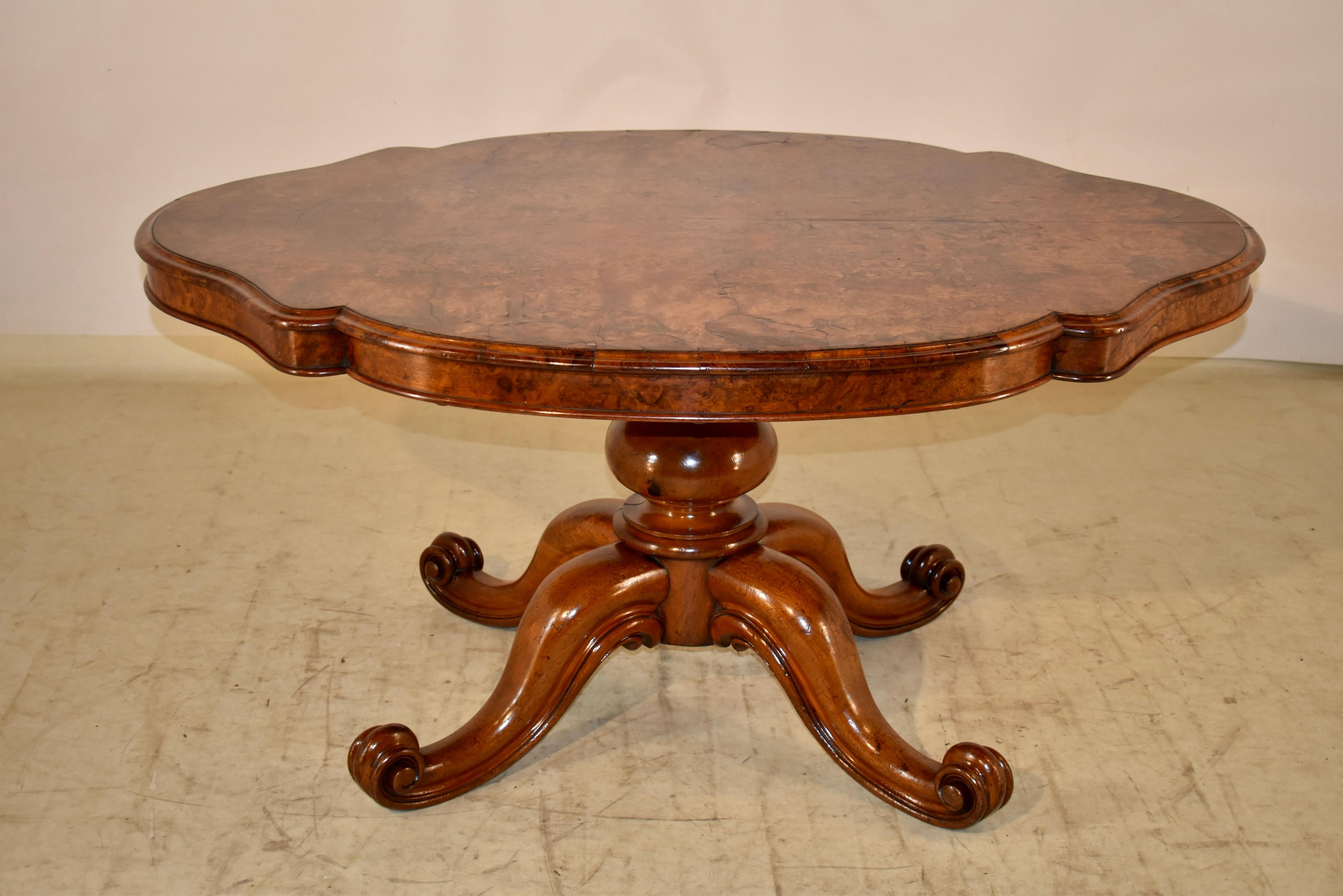 19th Century English Burl Breakfast Table For Sale 4