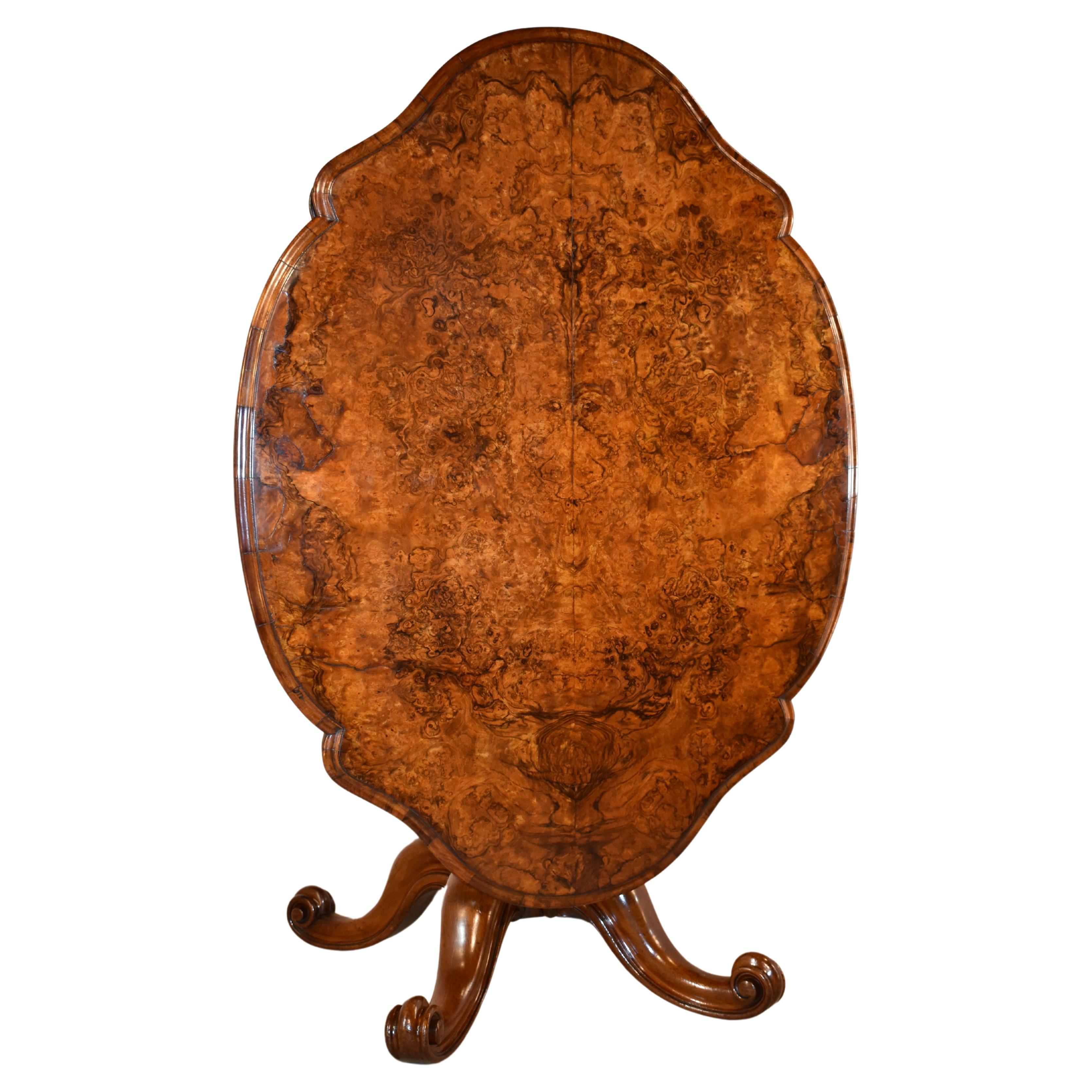 19th Century English Burl Breakfast Table For Sale