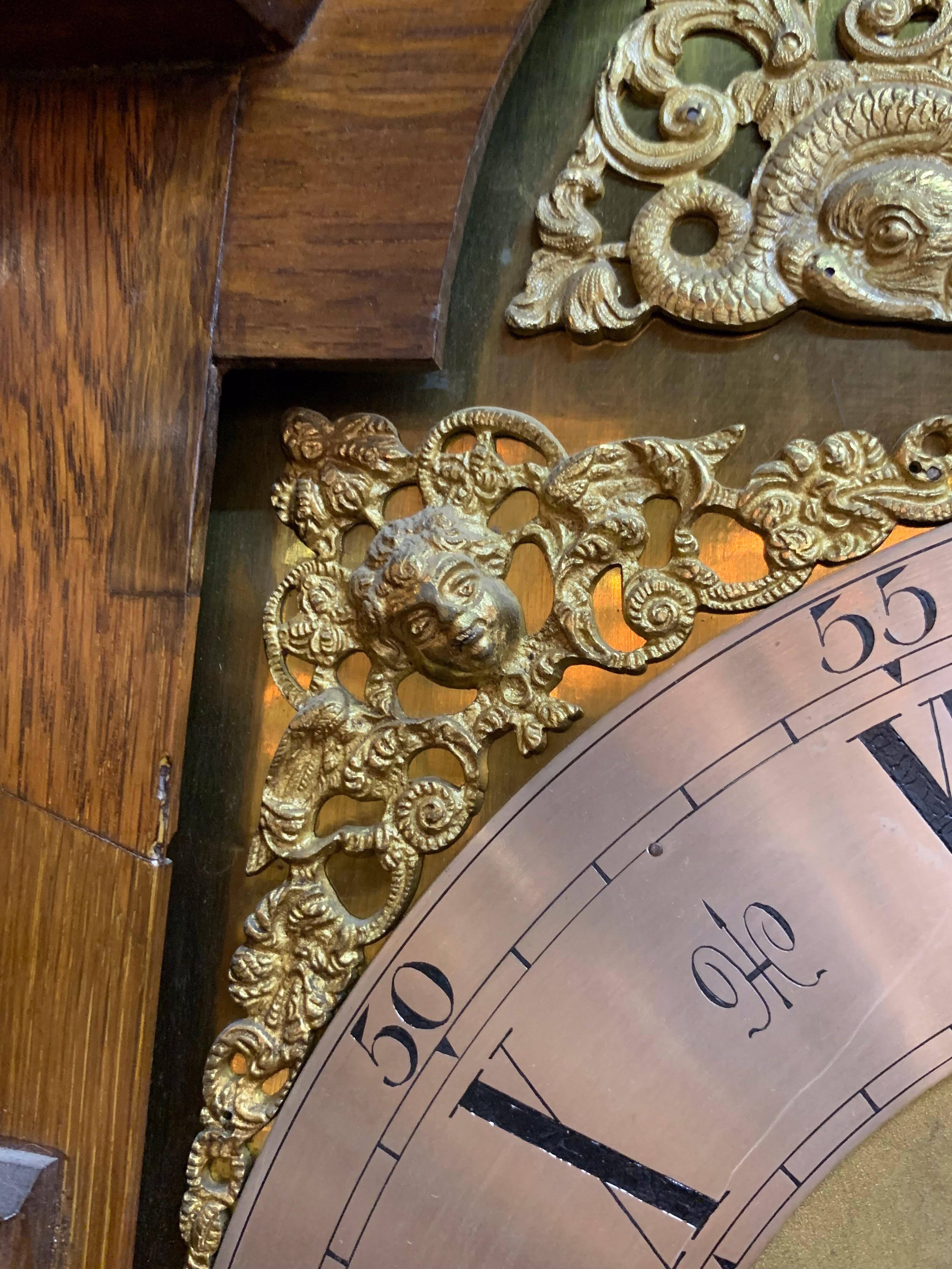 19th Century English Burl Walnut Inlaid Grandfather Clock In Good Condition In Dallas, TX