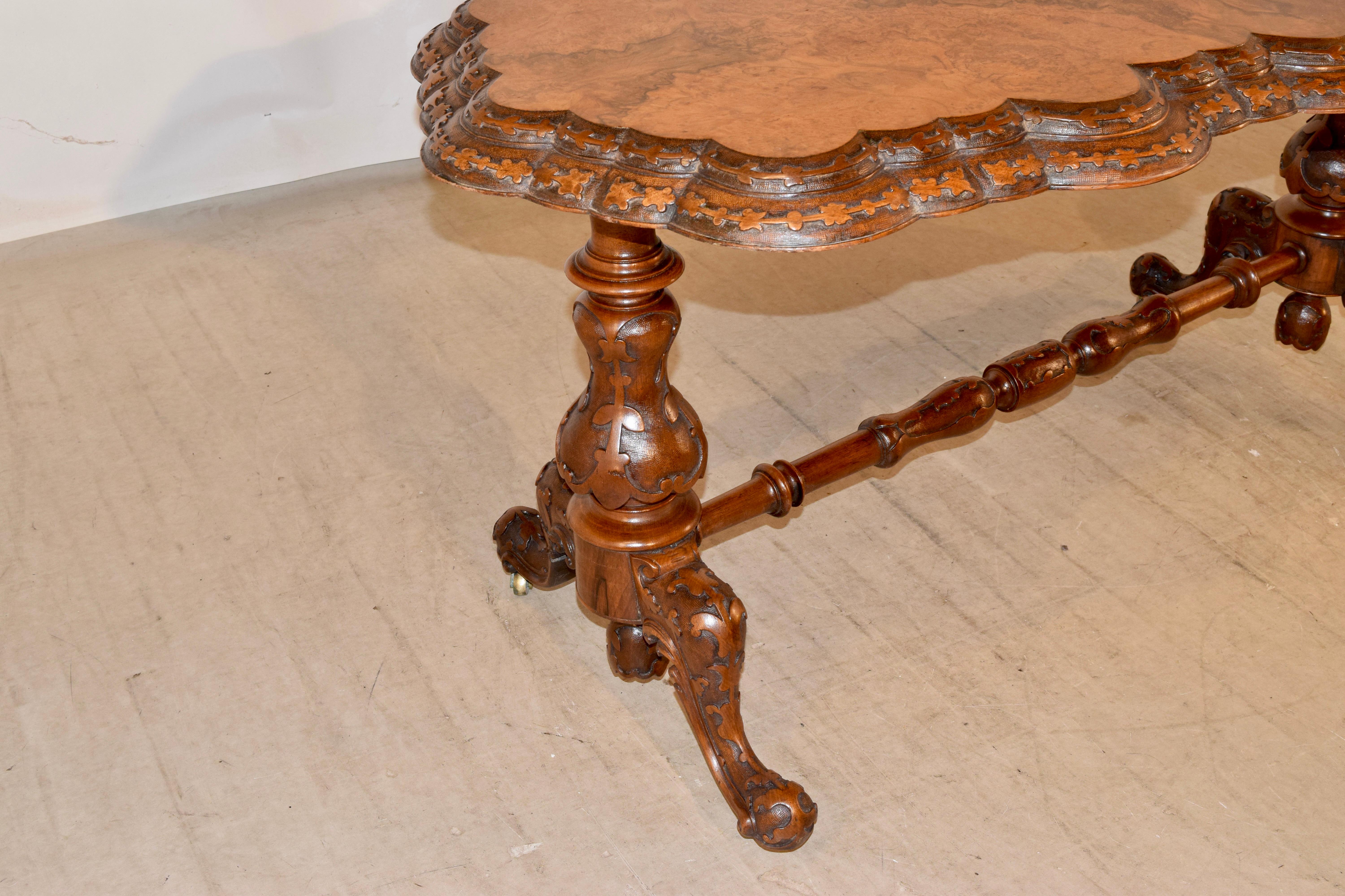 19th Century English Burl Walnut Table In Good Condition For Sale In High Point, NC
