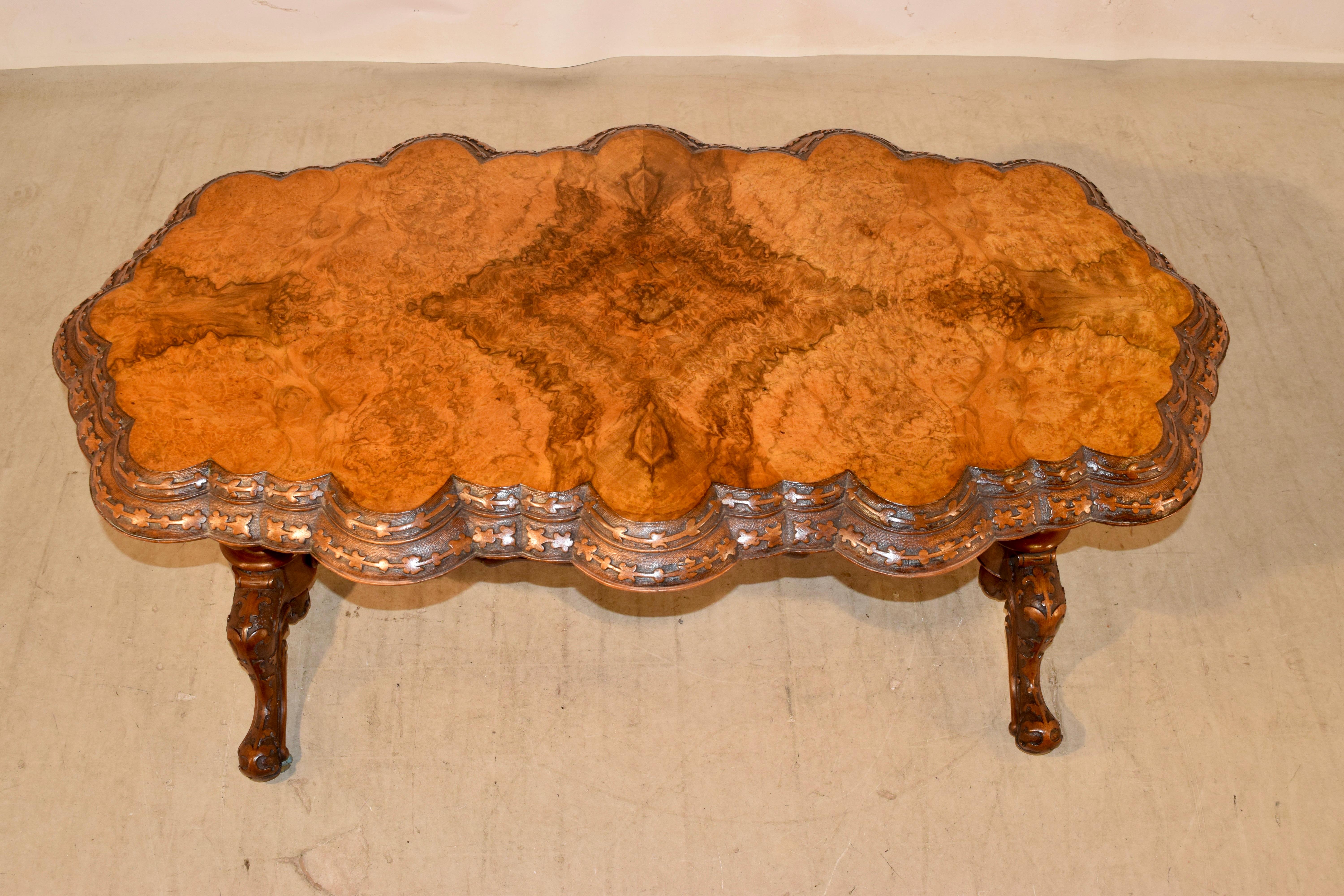 19th Century English Burl Walnut Table For Sale 2