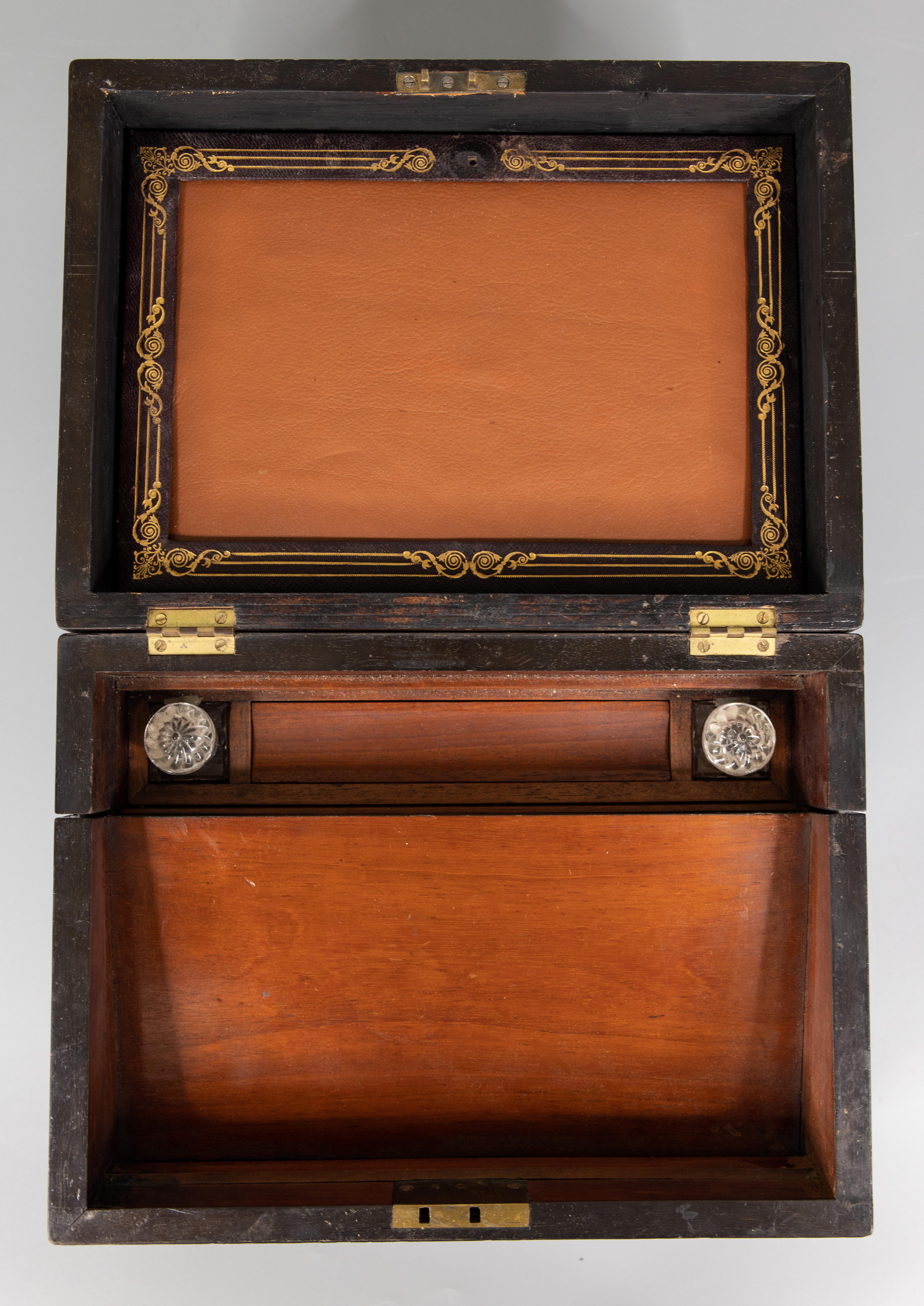 19th Century English Burl Walnut Tunbridge Writing Slope Box In Good Condition For Sale In Pearland, TX