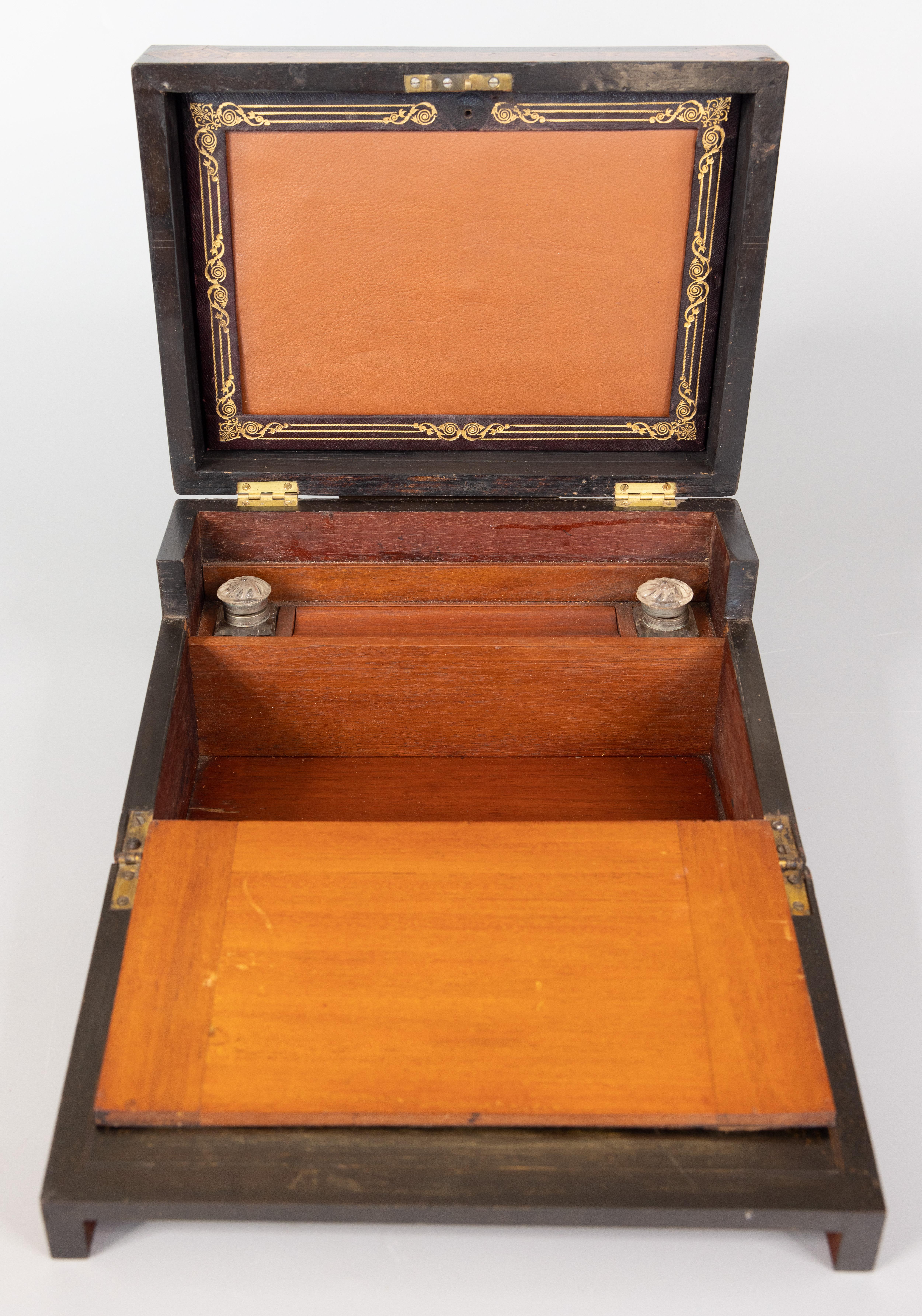 19th Century English Burl Walnut Tunbridge Writing Slope Box For Sale 2